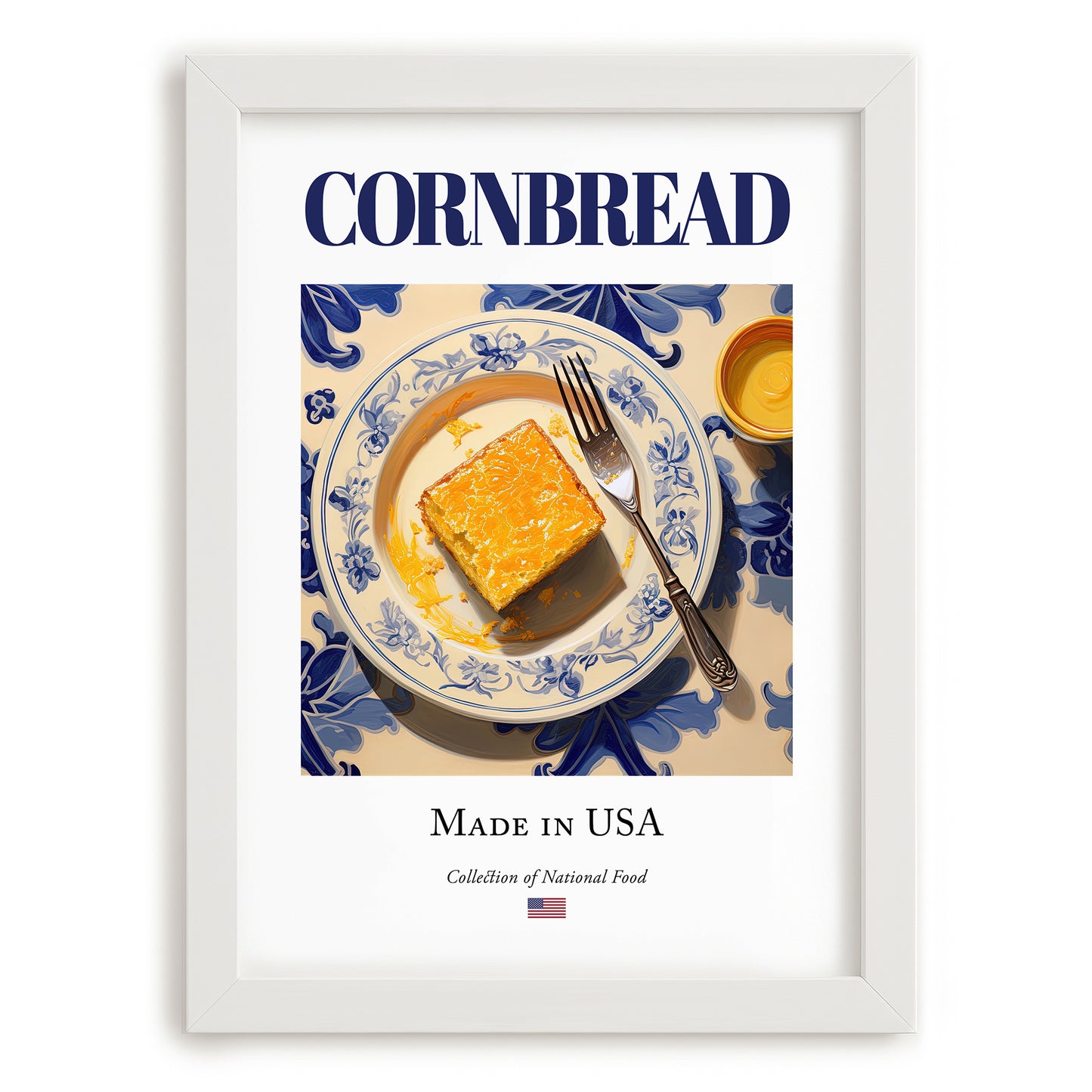 Cornbread – American Bread Dish, Brasserie Art, placed in minimal white frame