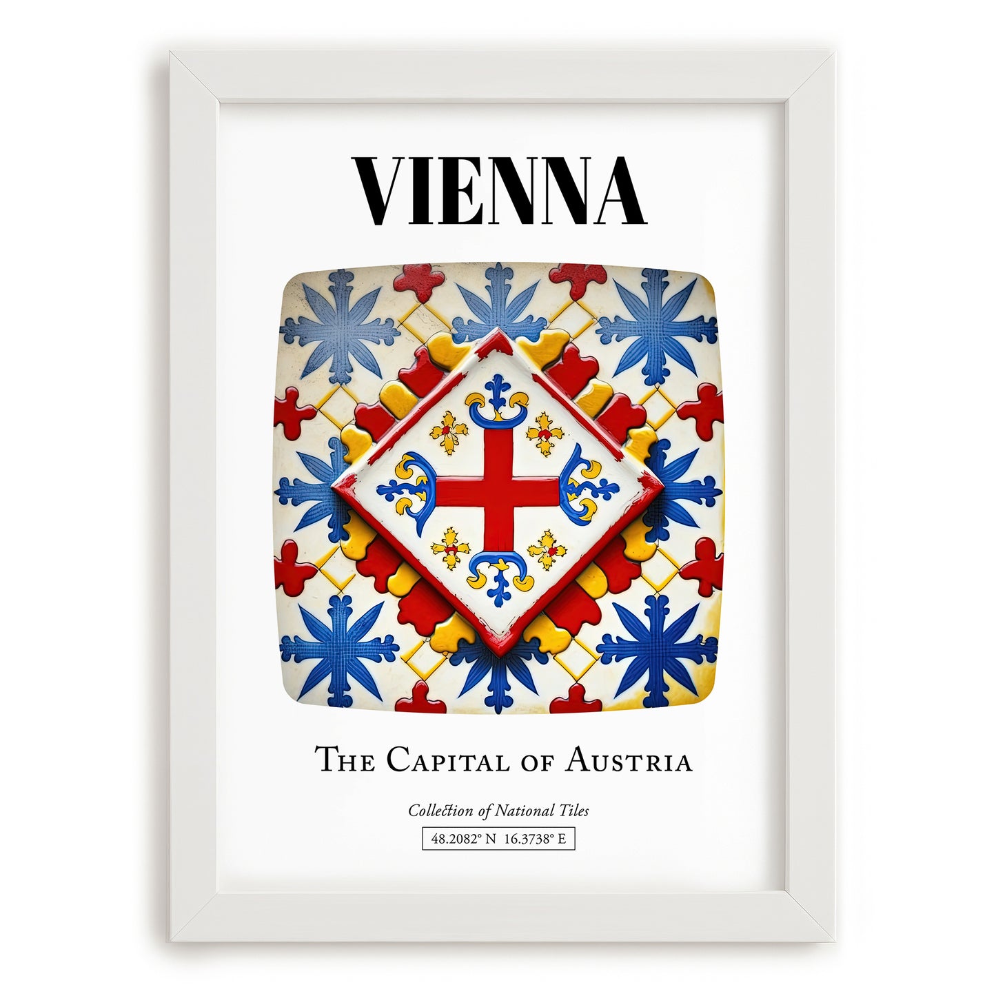 Vienna, Austria – Tourist Destination Poster, placed in minimal white frame