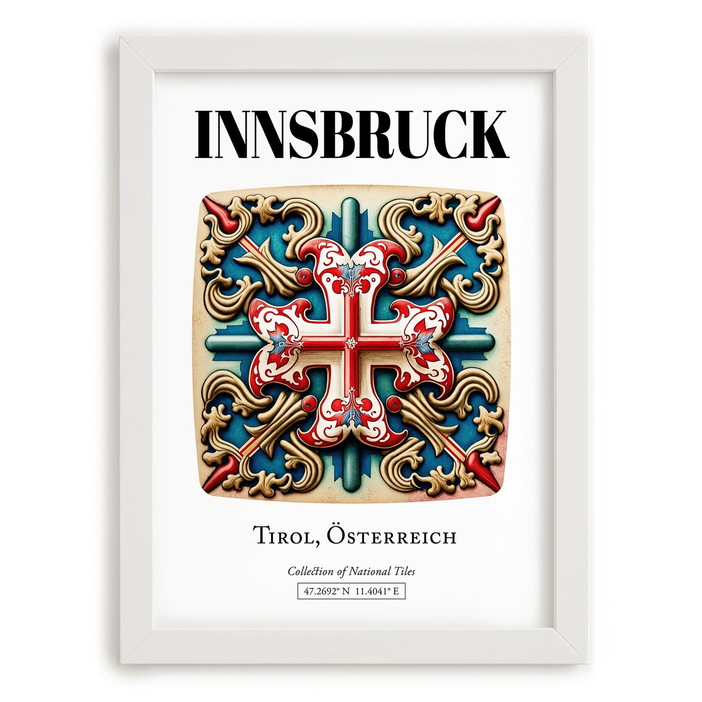 Innsbruck, Austria – Travel Print, placed in minimal white frame