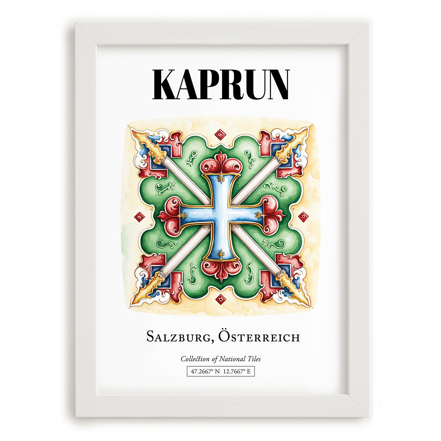 Kaprun, Austria – Travel Wall Art, placed in minimal white frame