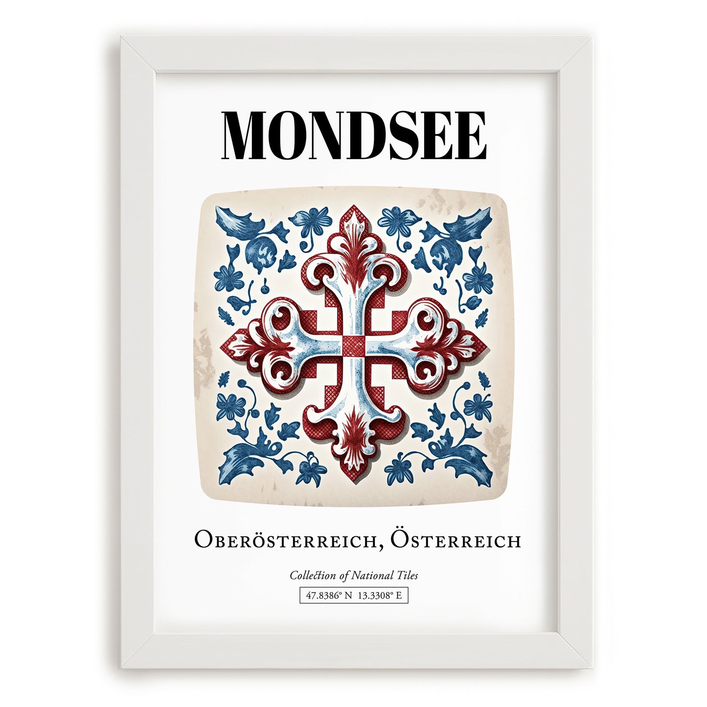 Mondsee, Austria – Global Cities Wall Print, placed in minimal white frame
