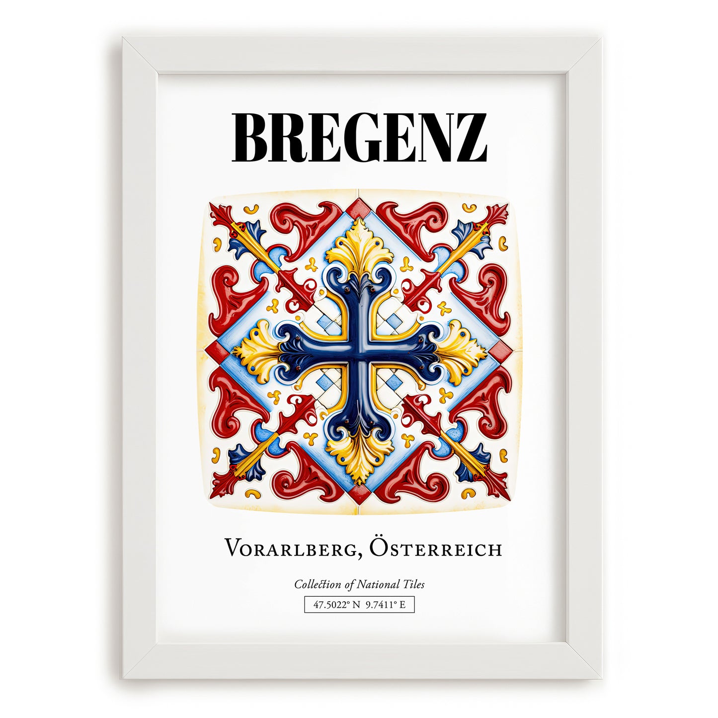 Bregenz, Austria – Illustrated Travel Poster, placed in minimal white frame