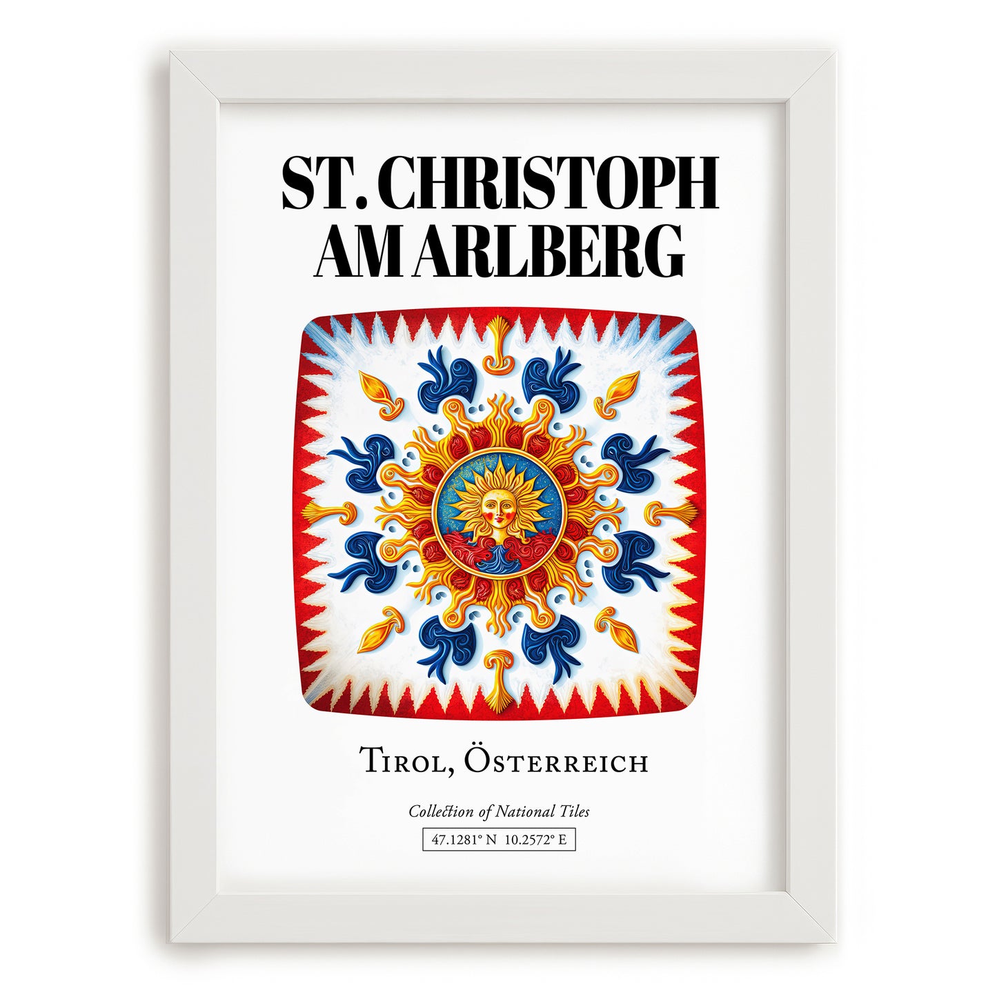 St. Christoph Am Arlberg, Austria – Architectural Travel Art, placed in minimal white frame