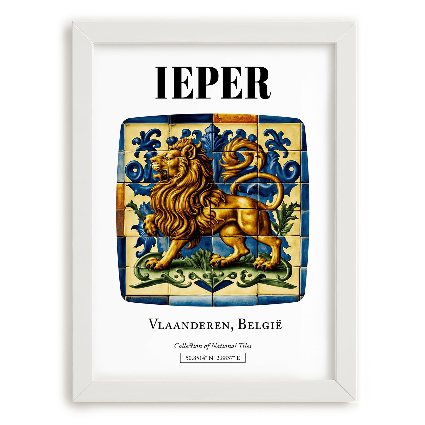 Ypres, Belgium – Travel Wall Art, placed in minimal white frame