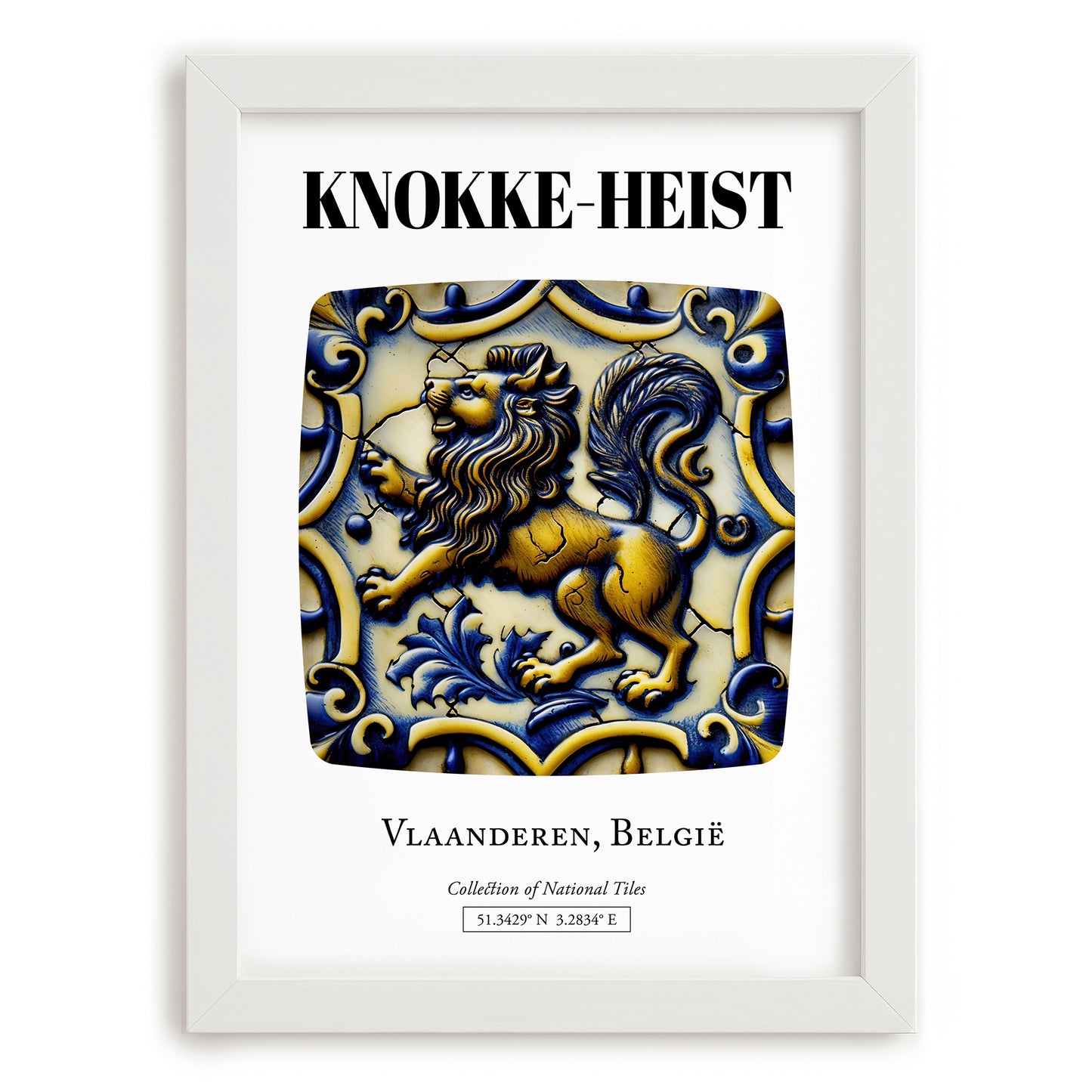 Knokke-heist, Belgium – Travel Poster, placed in minimal white frame