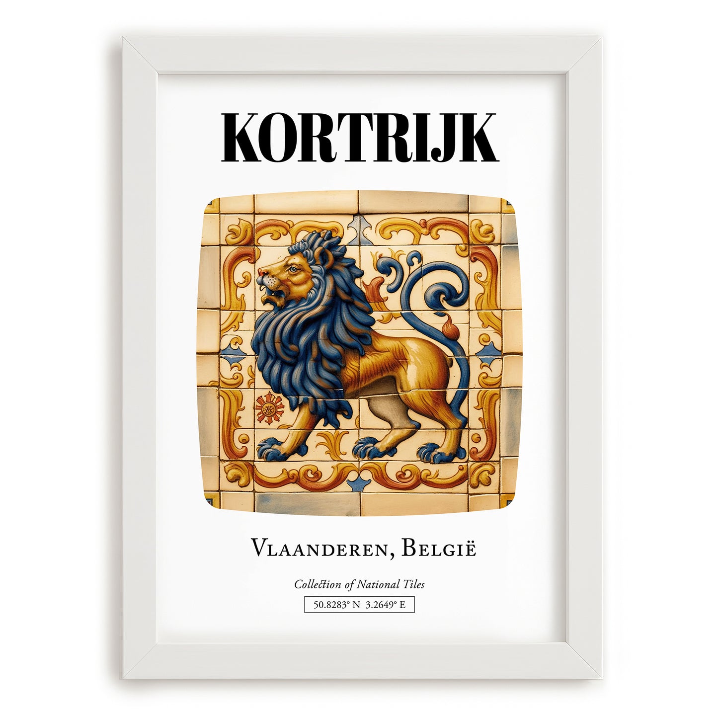 Kortrijk, Belgium – Wanderlust Wall Decor, placed in minimal white frame