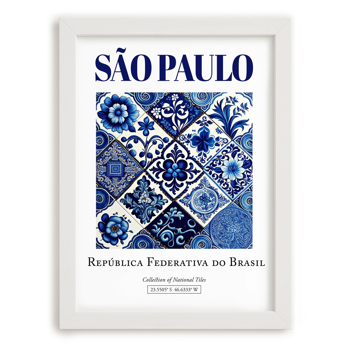 Sao Paulo, Brasil – Travel Poster, placed in minimal white frame
