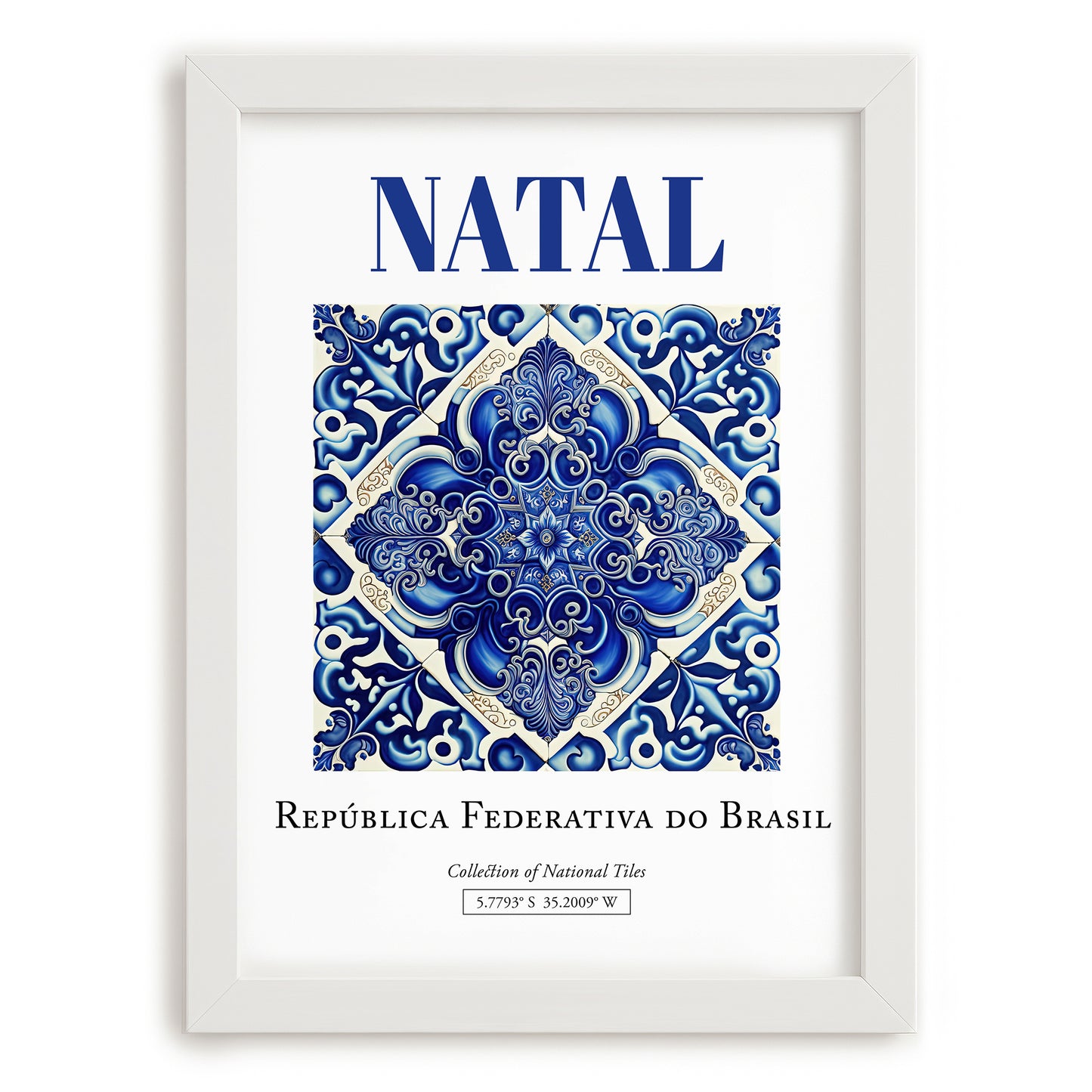 Natal, Brasil – Travel Poster, placed in minimal white frame