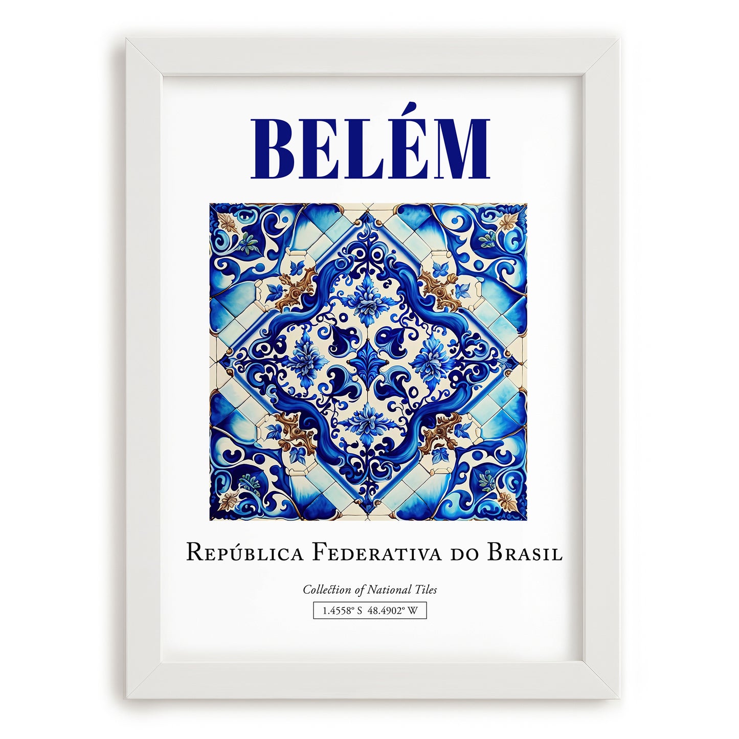 Belém, Brasil – Travel Poster, placed in minimal white frame