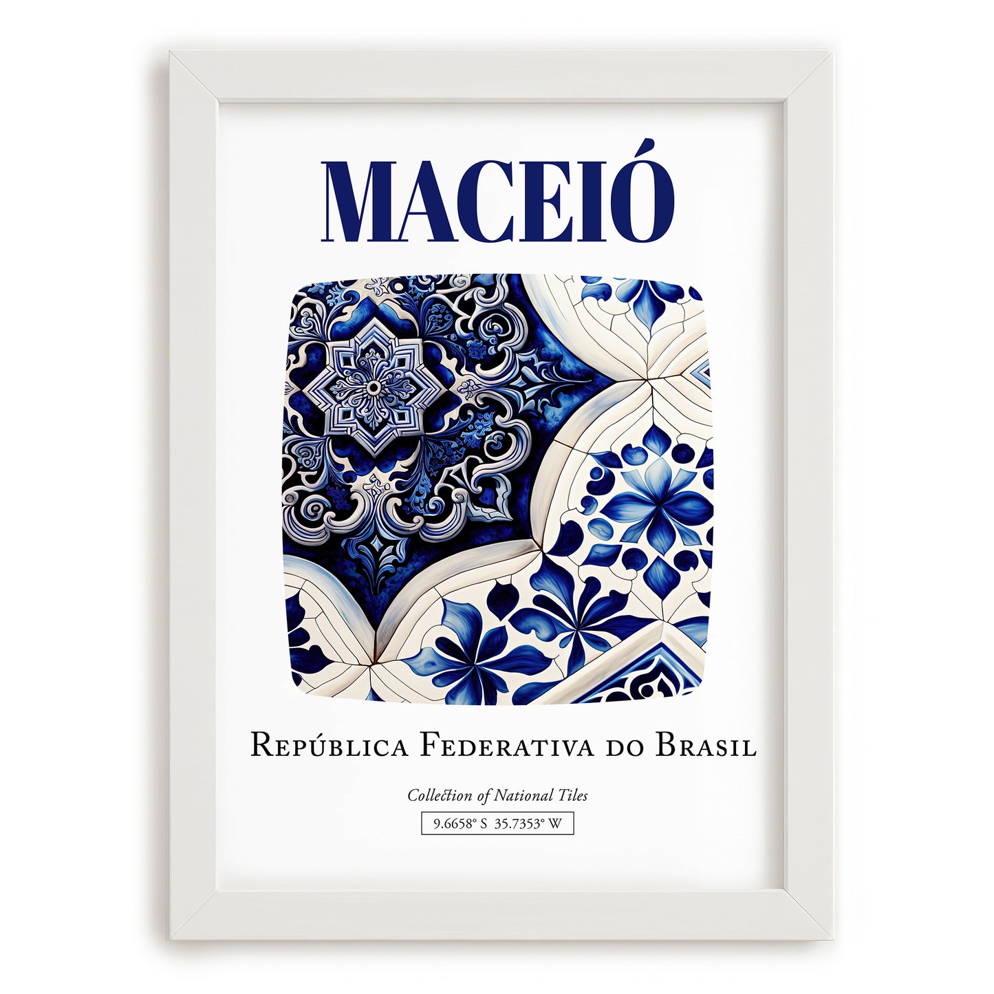 Maceió, Brasil – Travel Poster, placed in minimal white frame