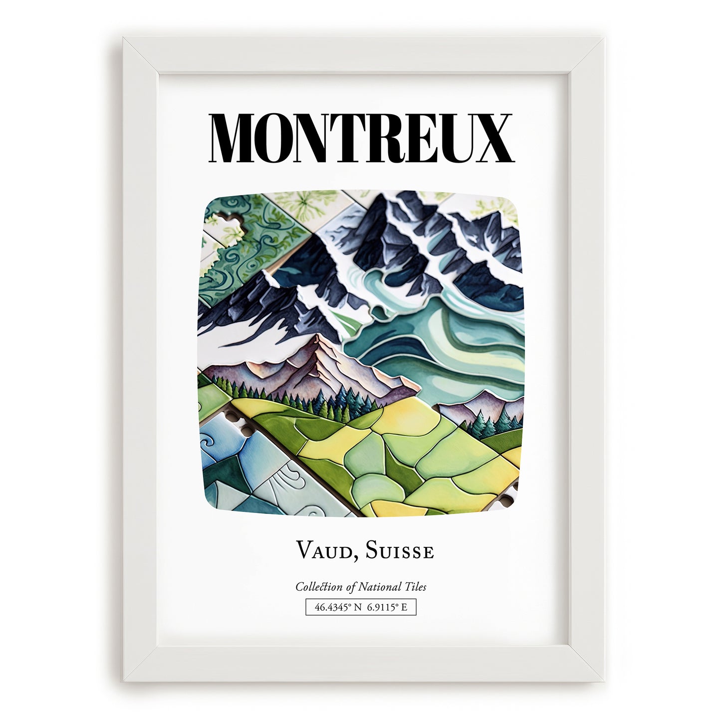 Montreux, Switzerland – Travel Wall Decor, placed in minimal white frame