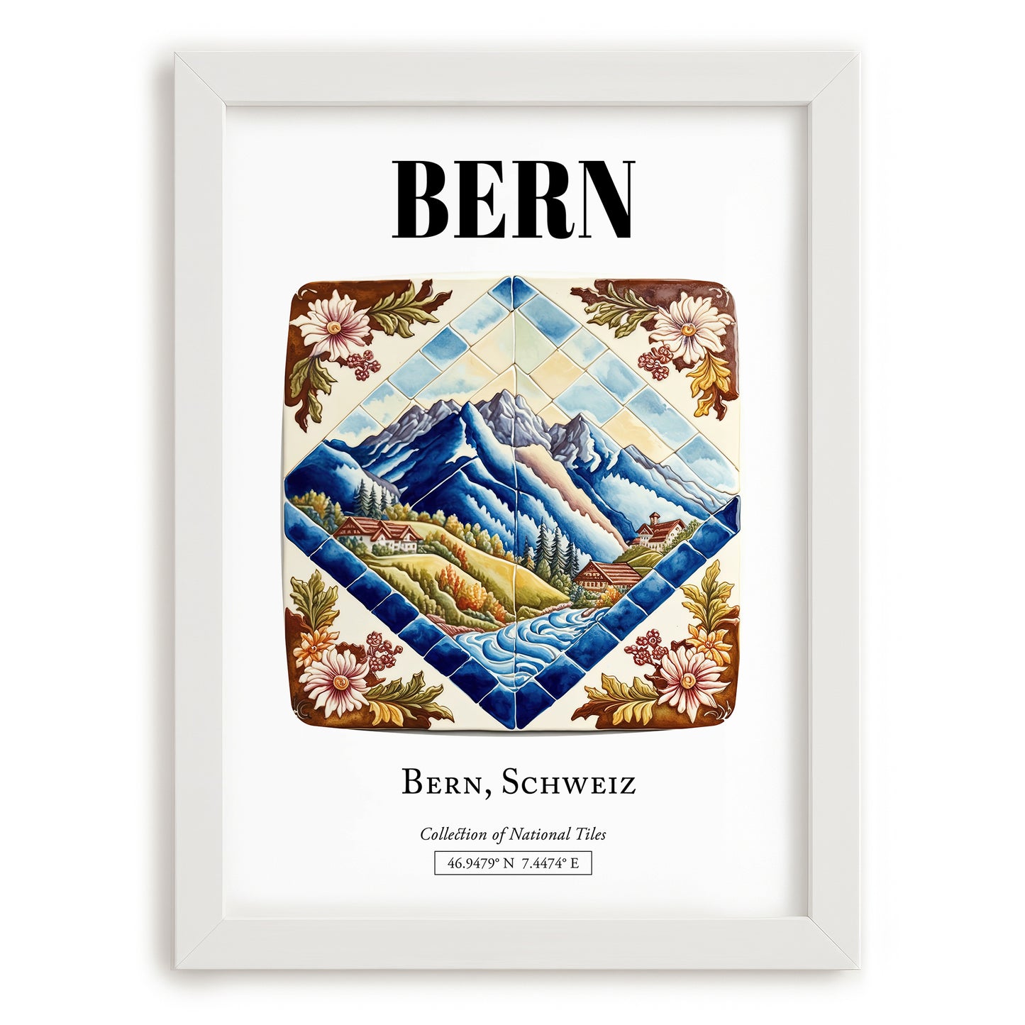 Bern, Switzerland – Travel Wall Decor, placed in minimal white frame