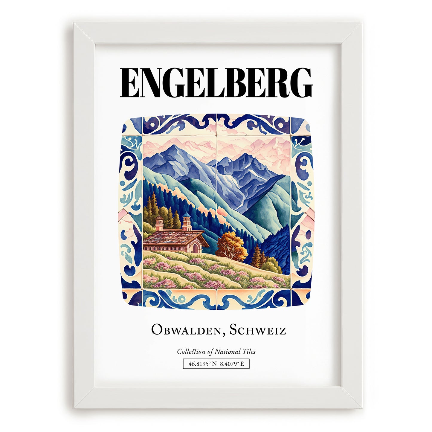 Engelberg, Switzerland – Vintage Travel Poster, placed in minimal white frame