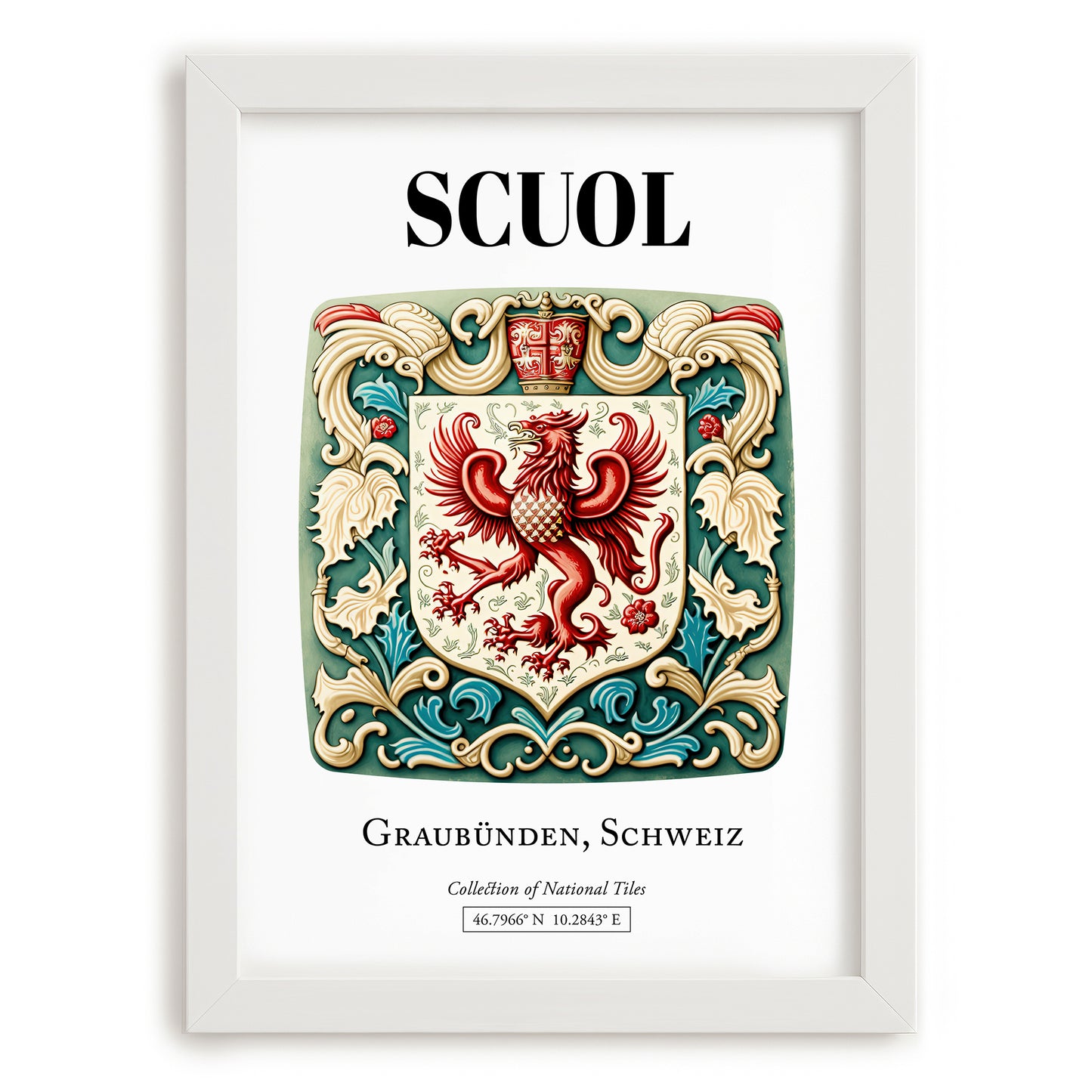 Scuol, Switzerland – Travel Wall Art, placed in minimal white frame