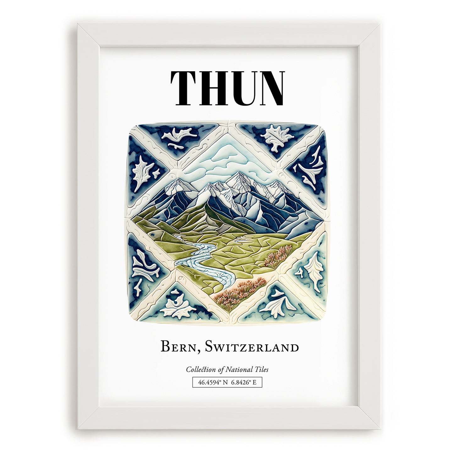 Thun, Switzerland – Travel Print, placed in minimal white frame