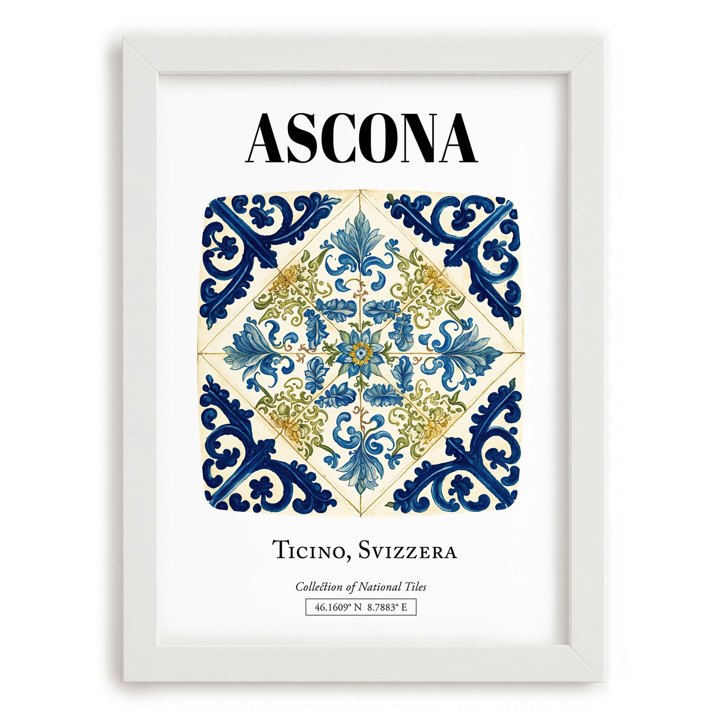 Ascona, Switzerland – Travel Wall Decor, placed in minimal white frame