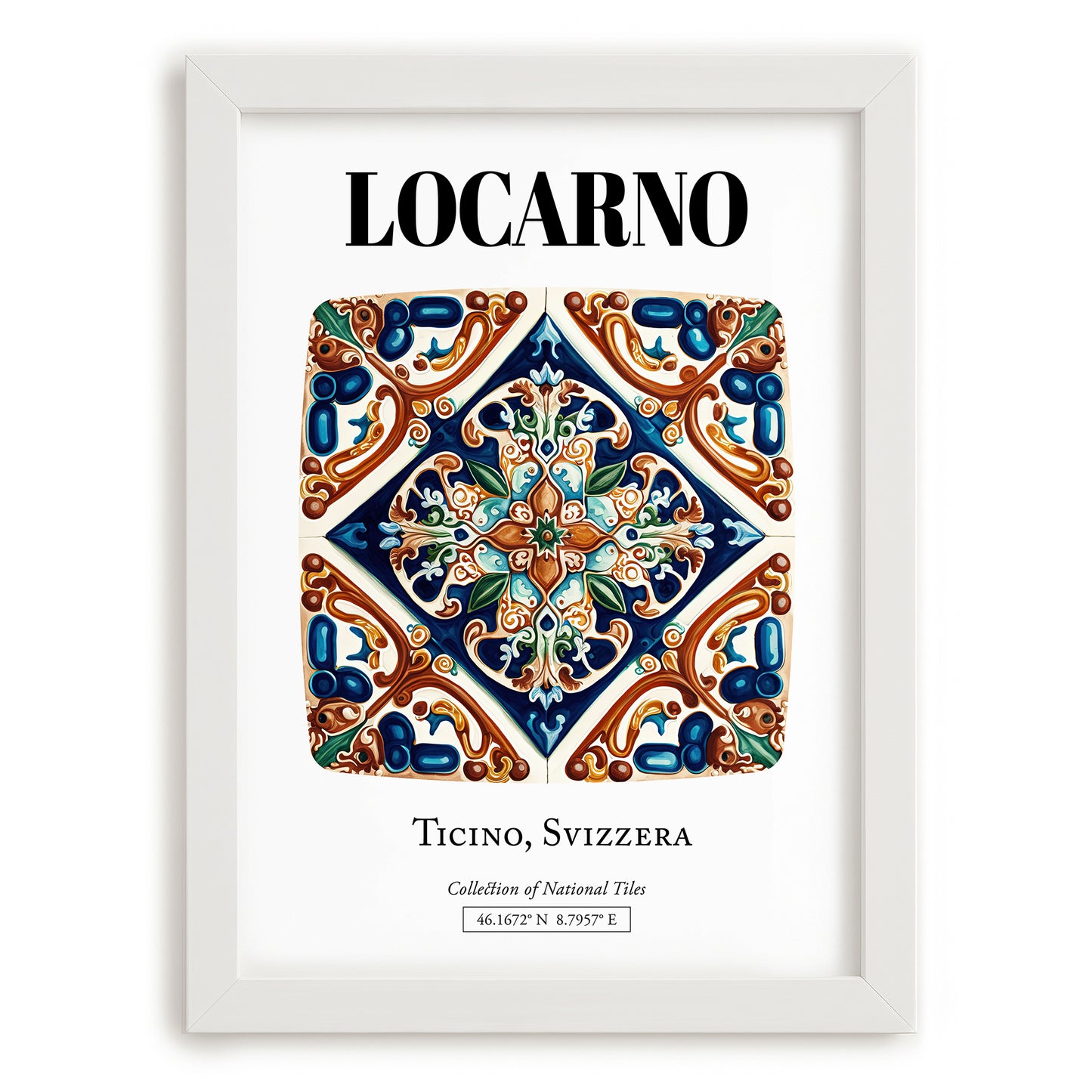 Locarno, Switzerland – Away From Home Poster, placed in minimal white frame