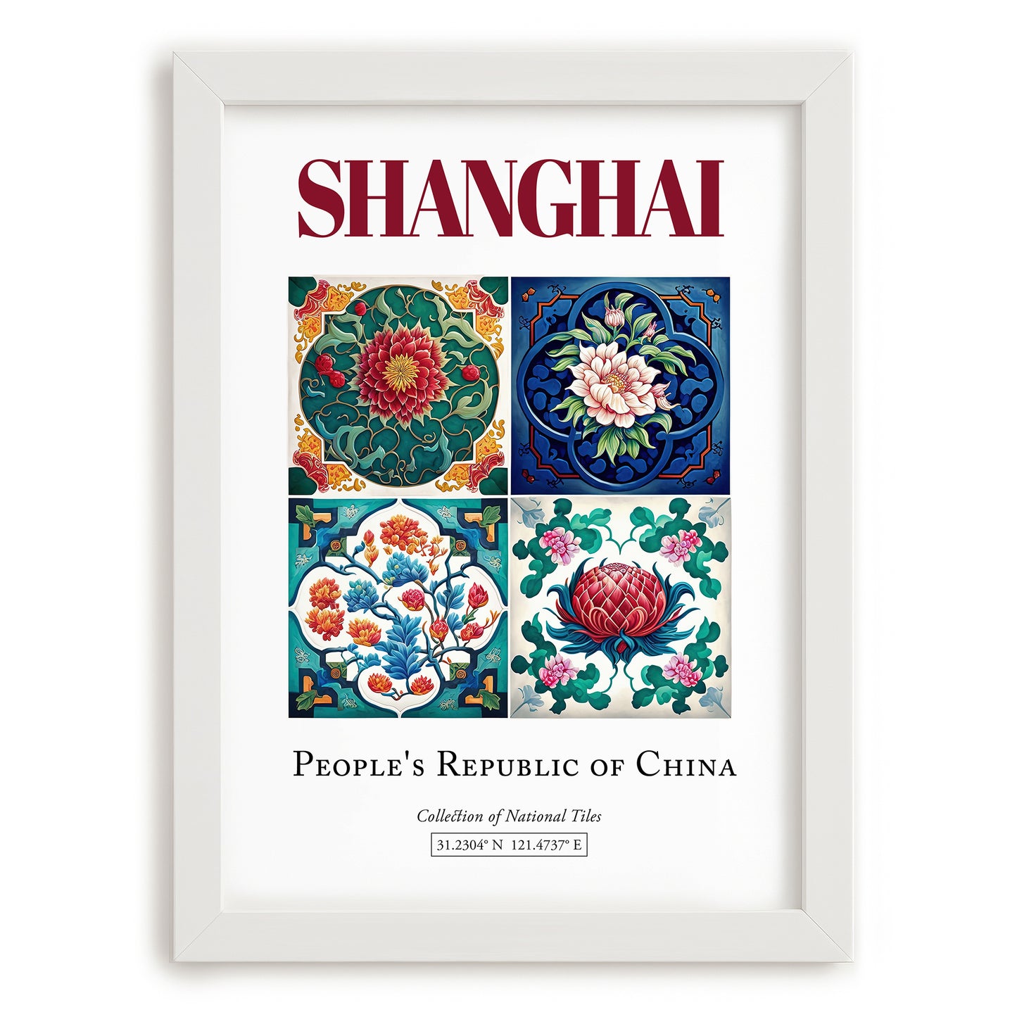 Shanghai, China – Travel Wall Art, placed in minimal white frame