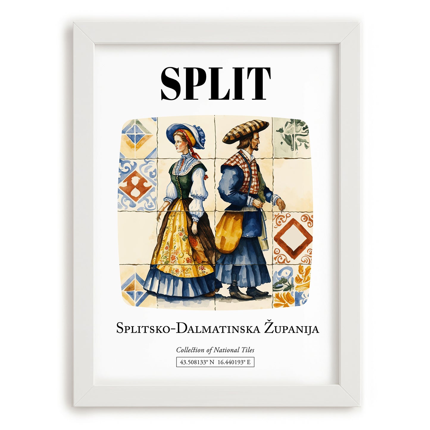 Split, Croatia – Travel Print, placed in minimal white frame