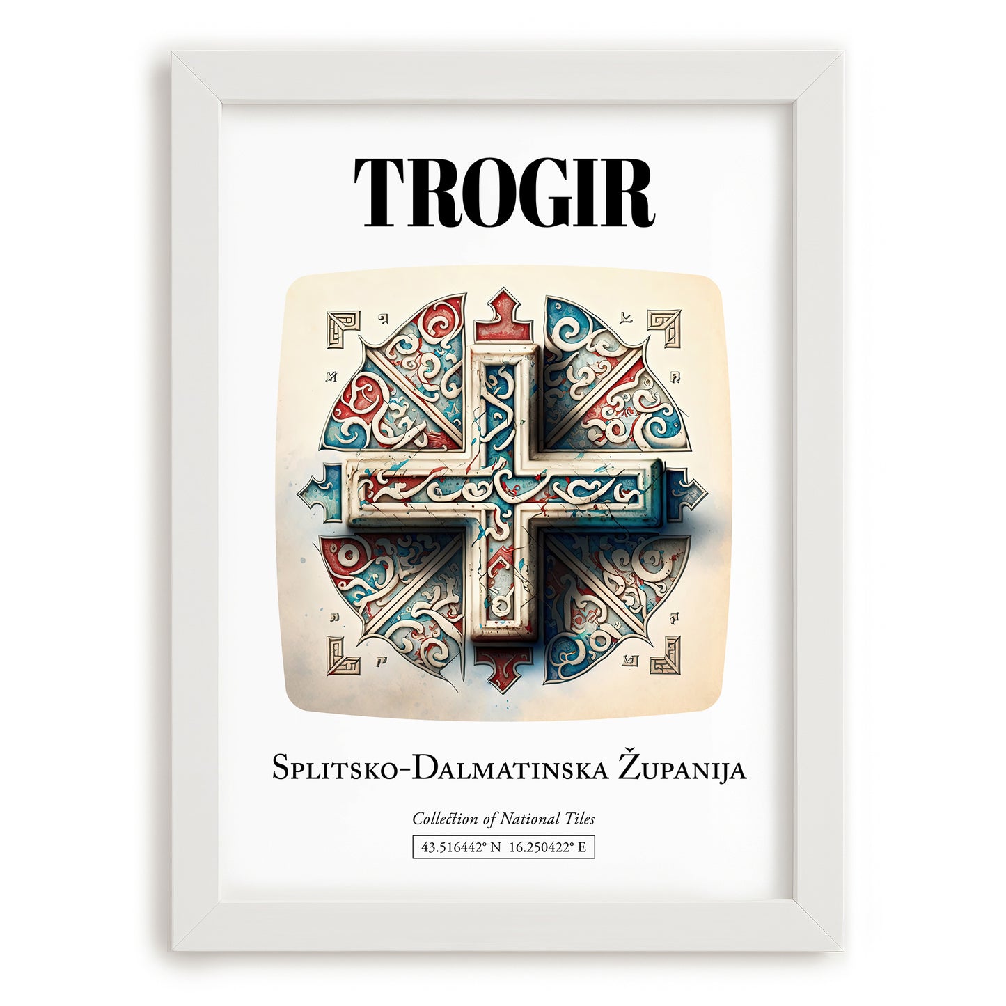 Trogir, Croatia – Travel Print, placed in minimal white frame