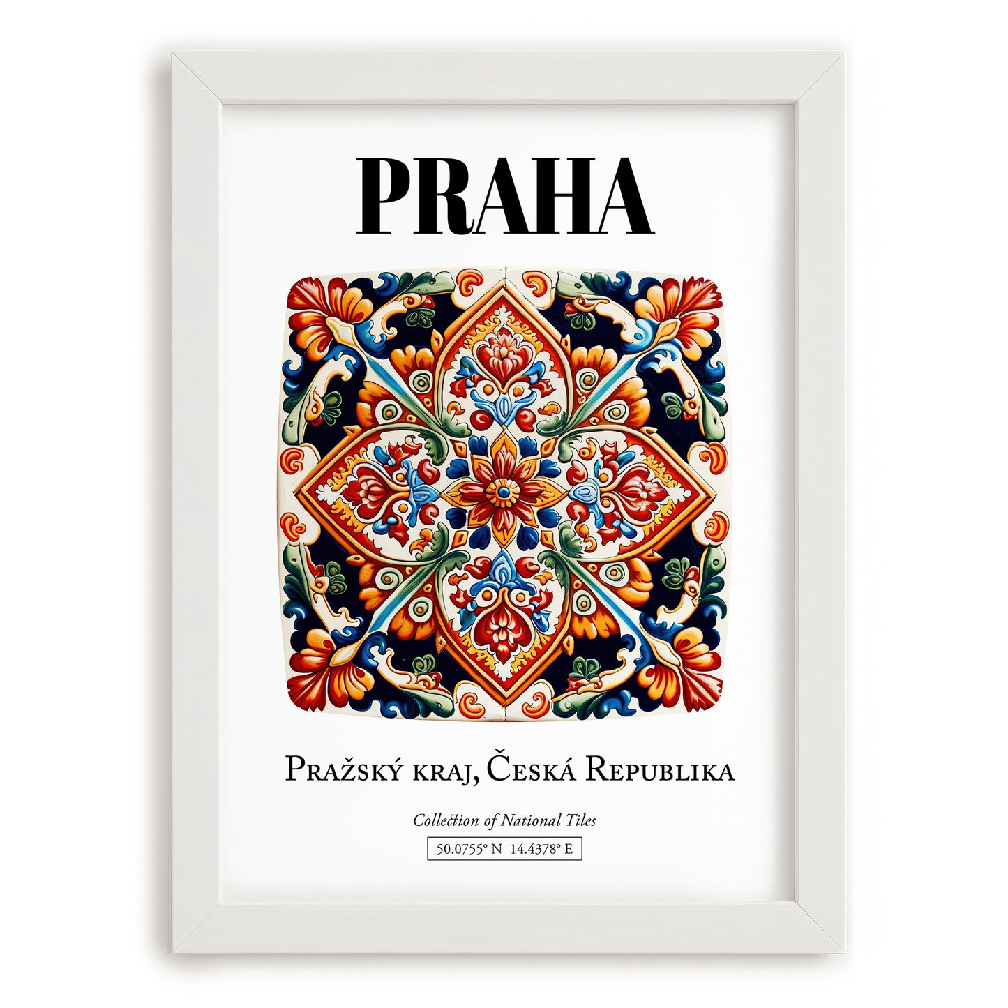 Praha, Czech Republic – Travel Print, placed in minimal white frame