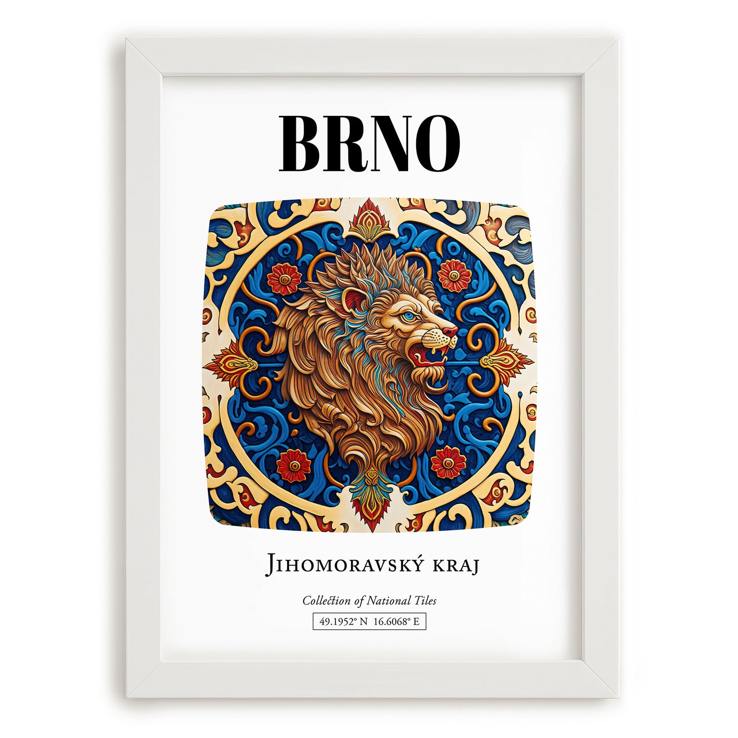 Brno, Czech Republic – Country Culture Poster, placed in minimal white frame