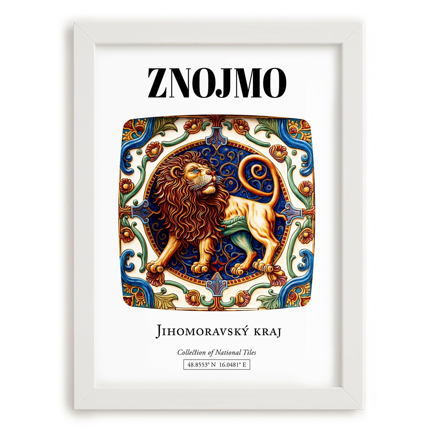 Znojmo, Czech Republic – Travel Print, placed in minimal white frame