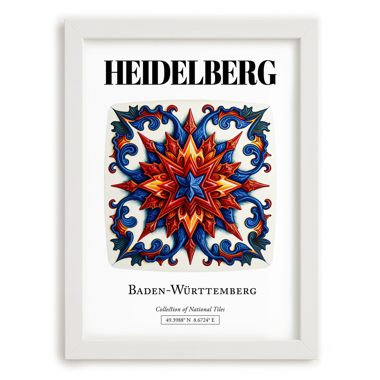 Heidelberg, Germany – Travel Poster, placed in minimal white frame
