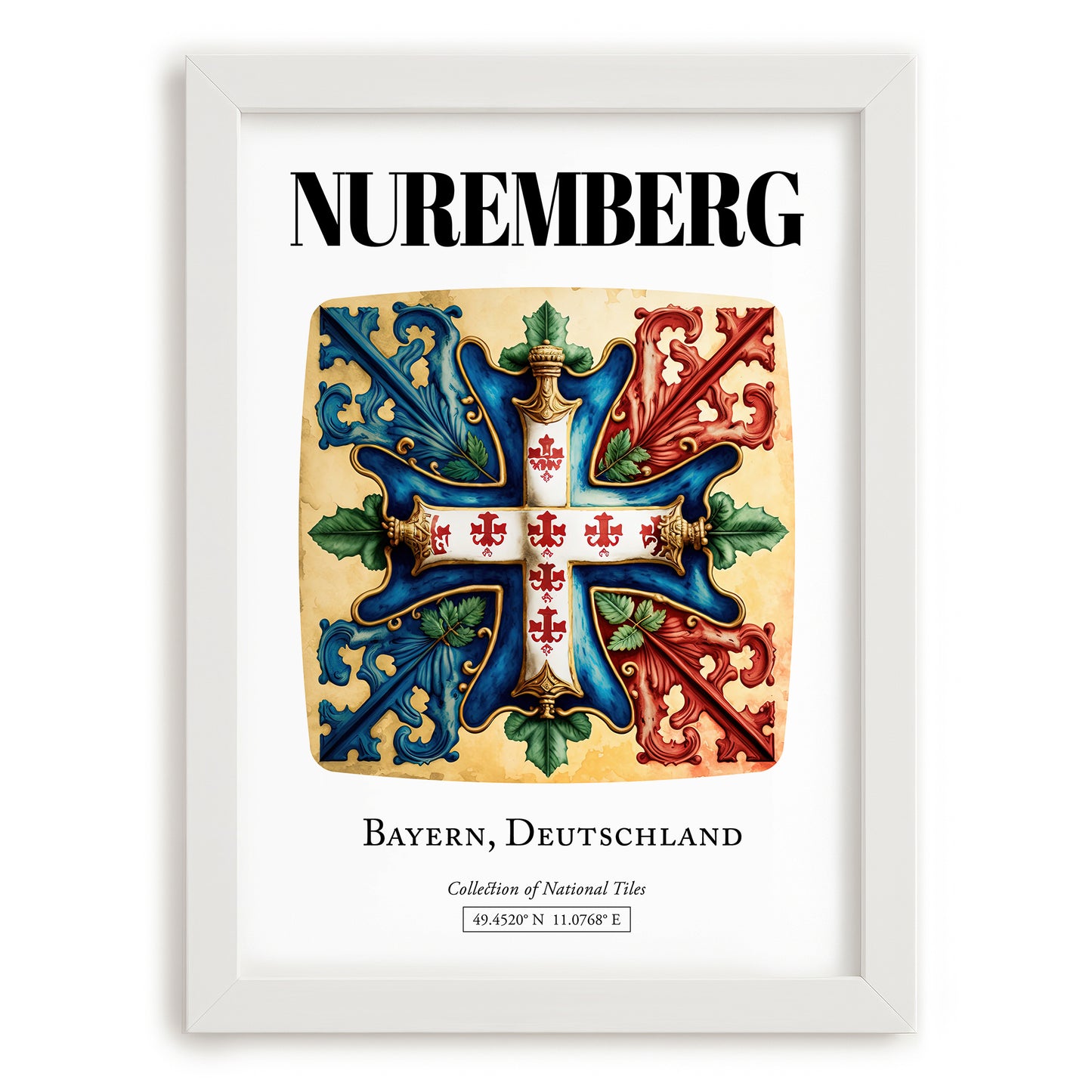 Nuremberg, Germany – Travel Print, placed in minimal white frame