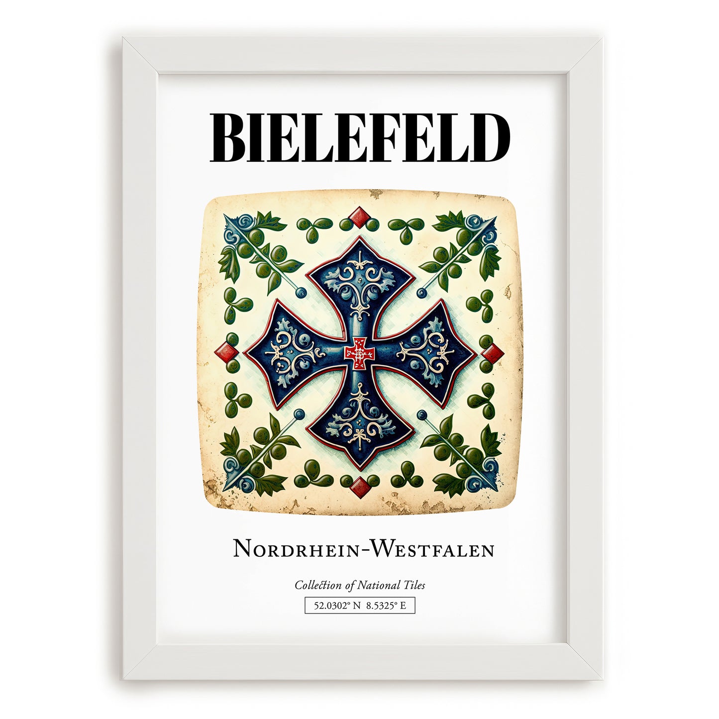 Bielefeld, Germany – Tourist Destination Poster, placed in minimal white frame