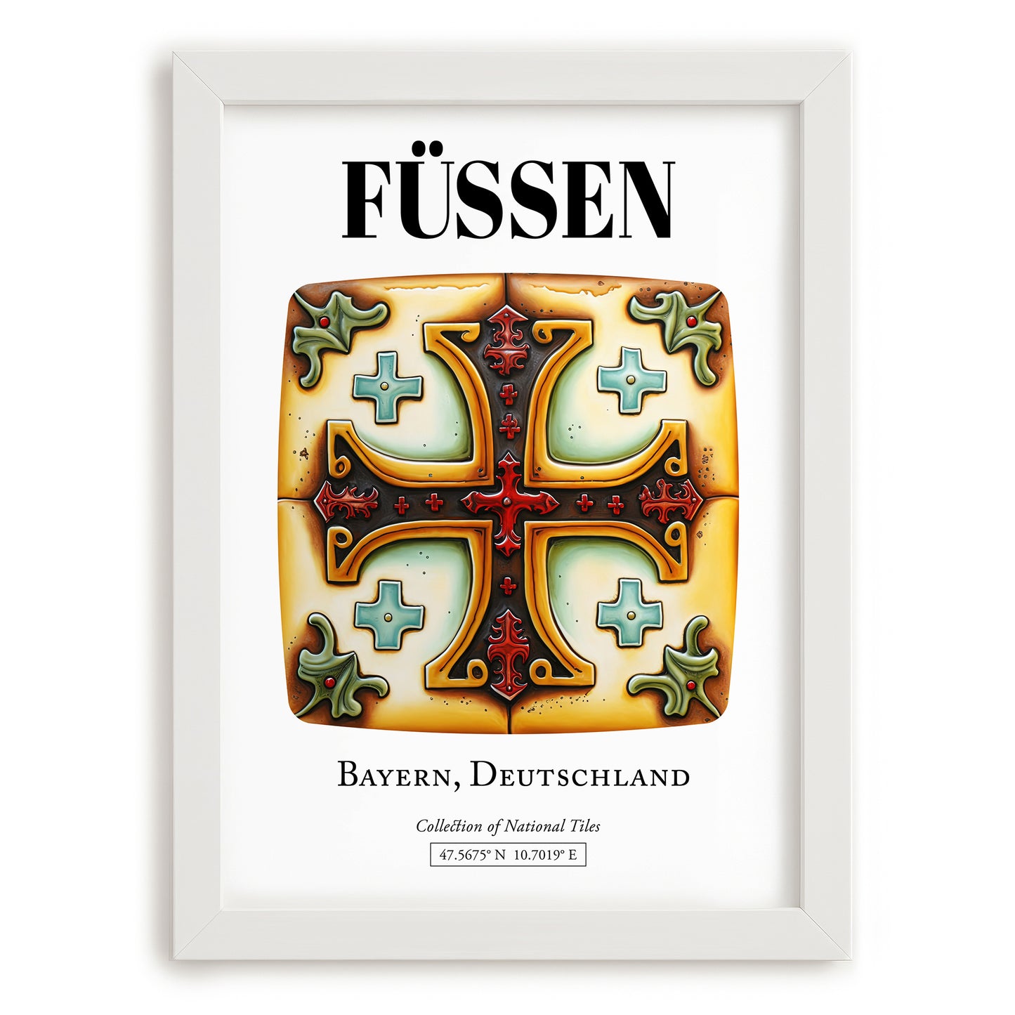 Füssen, Germany – Travel Memories Wall Print, placed in minimal white frame