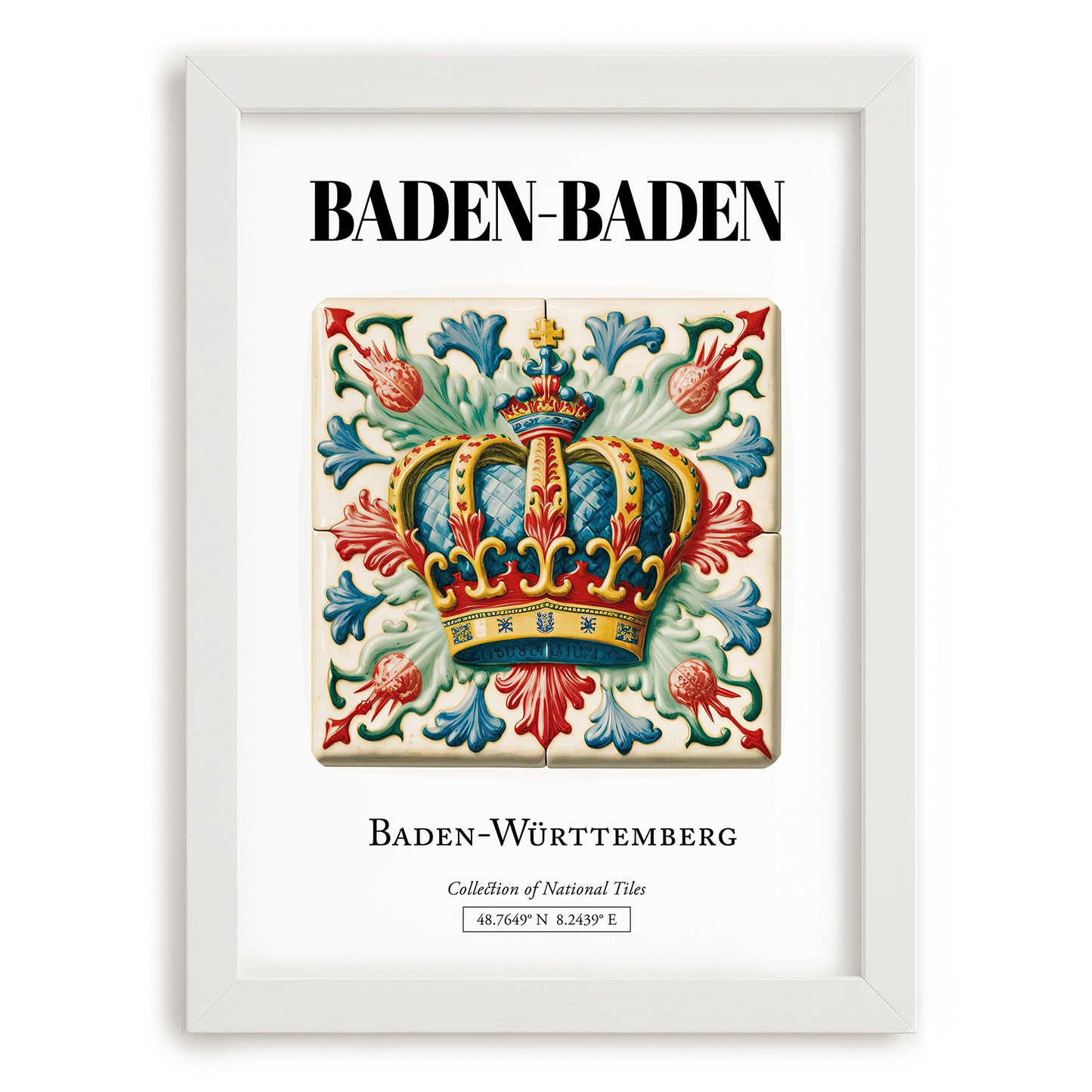 Baden-baden, Germany – Travel Wall Art, placed in minimal white frame