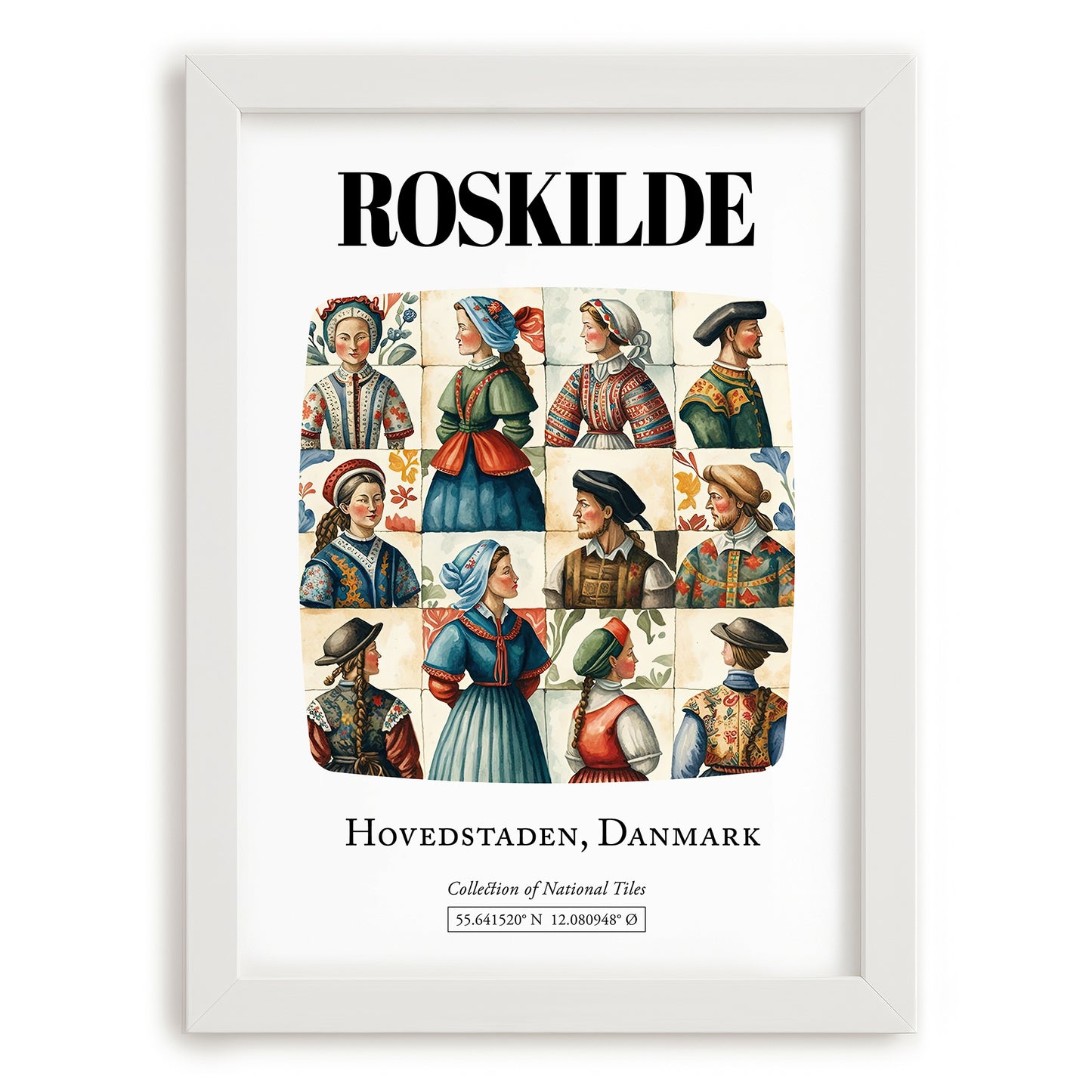 Roskilde, Denmark – Travel Poster, placed in minimal white frame