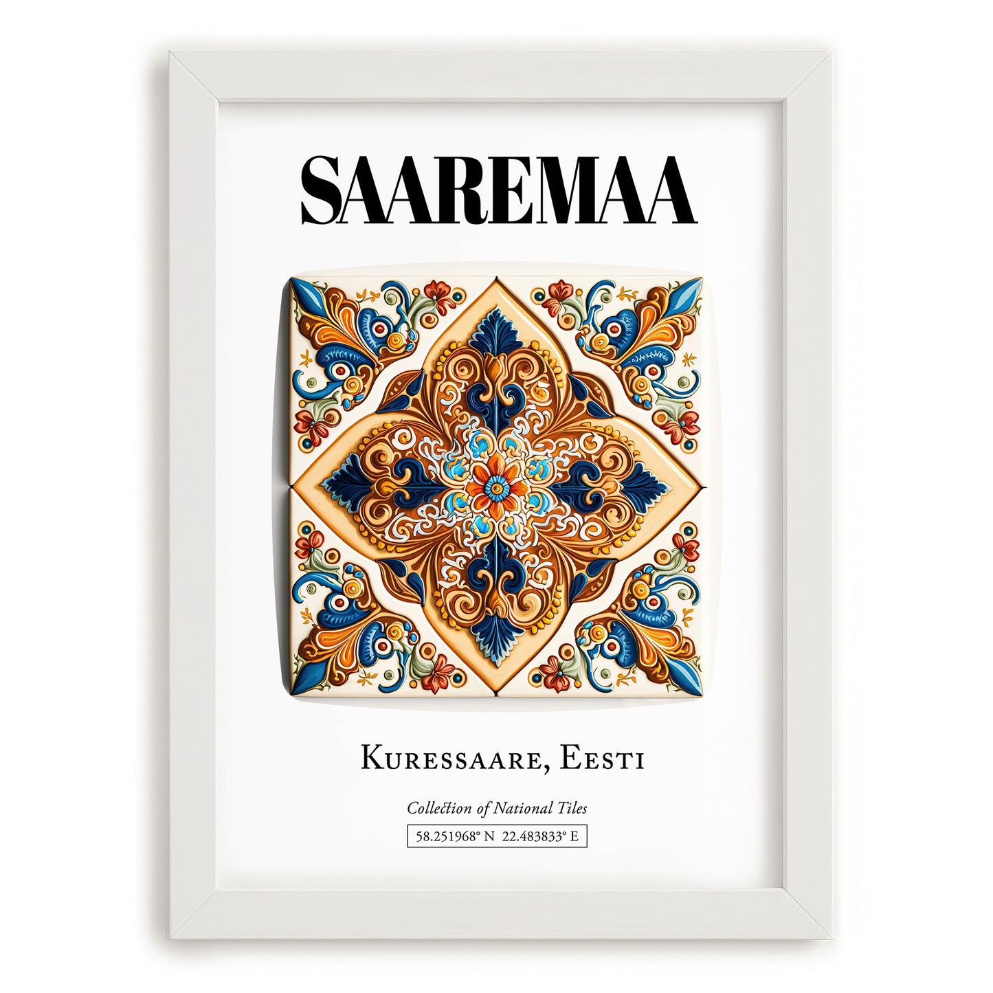 Kuressaare, Estonia – Tourist Destination Poster, placed in minimal white frame
