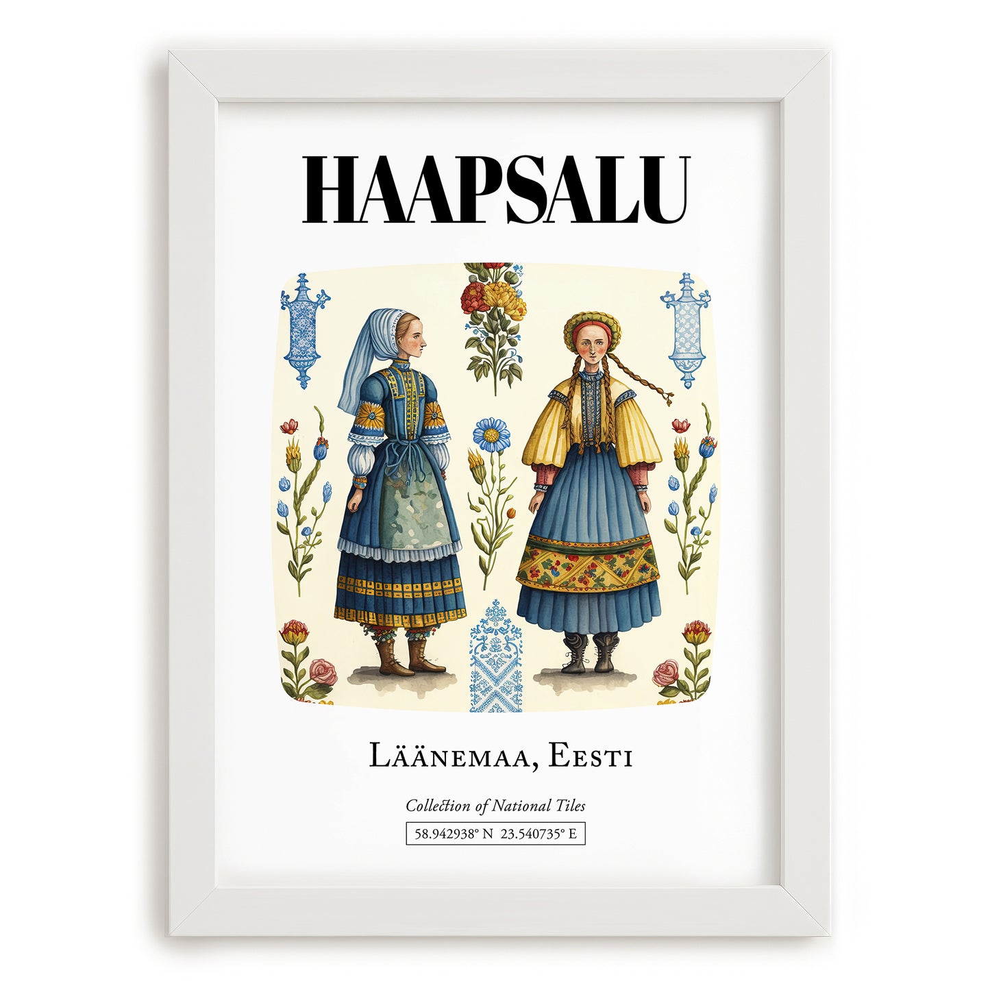 Haapsalu, Estonia – Travel Poster, placed in minimal white frame