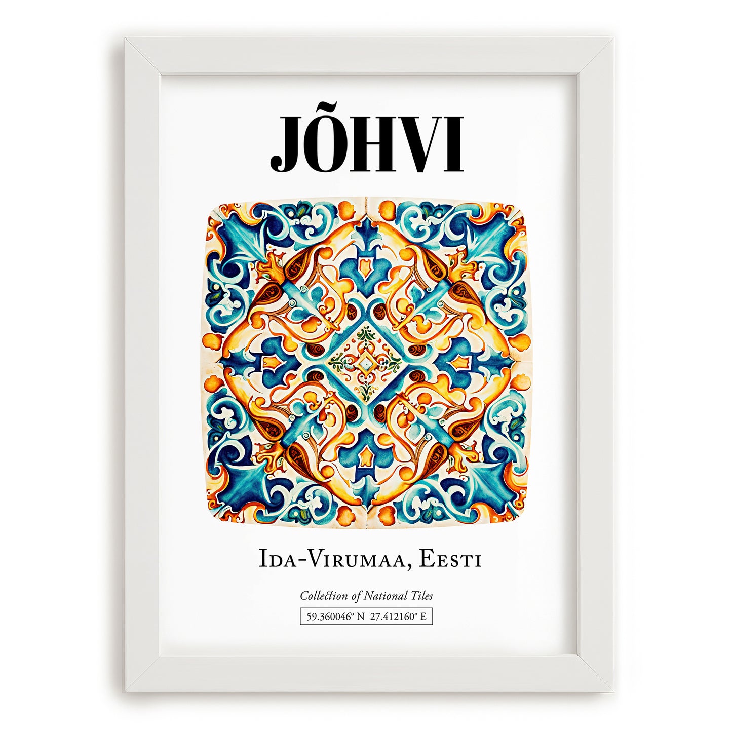 Jõhvi, Estonia – Travel Wall Art, placed in minimal white frame