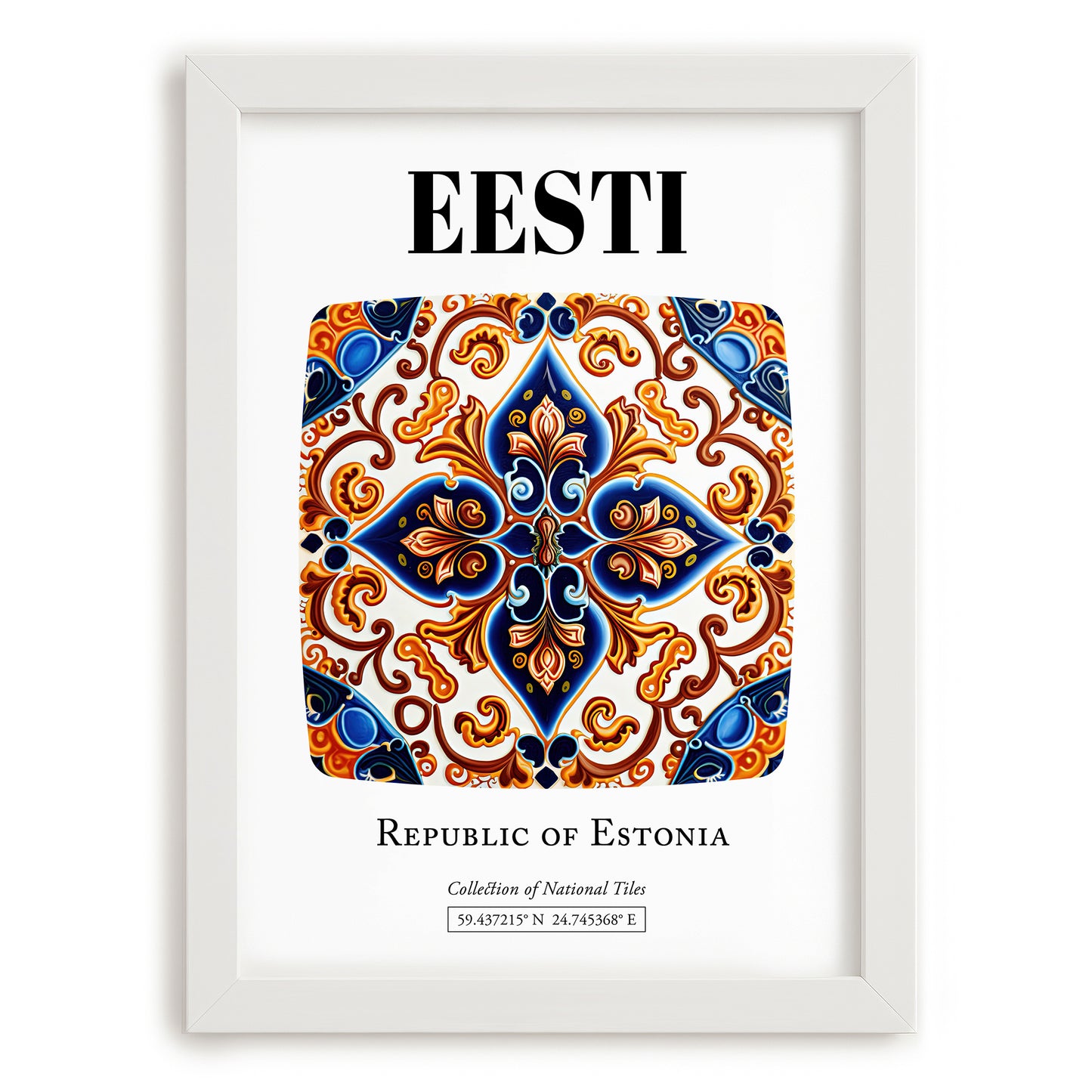 Eesti, Estonia – Travel Print, placed in minimal white frame