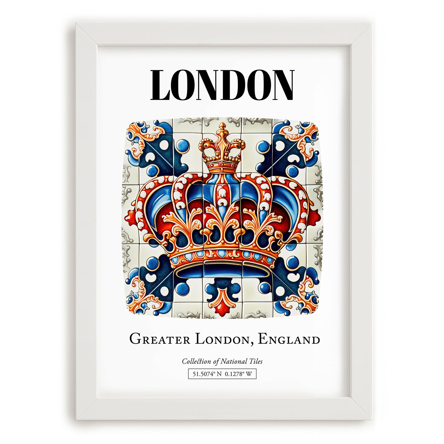 London, England – Travel Wall Decor, placed in minimal white frame