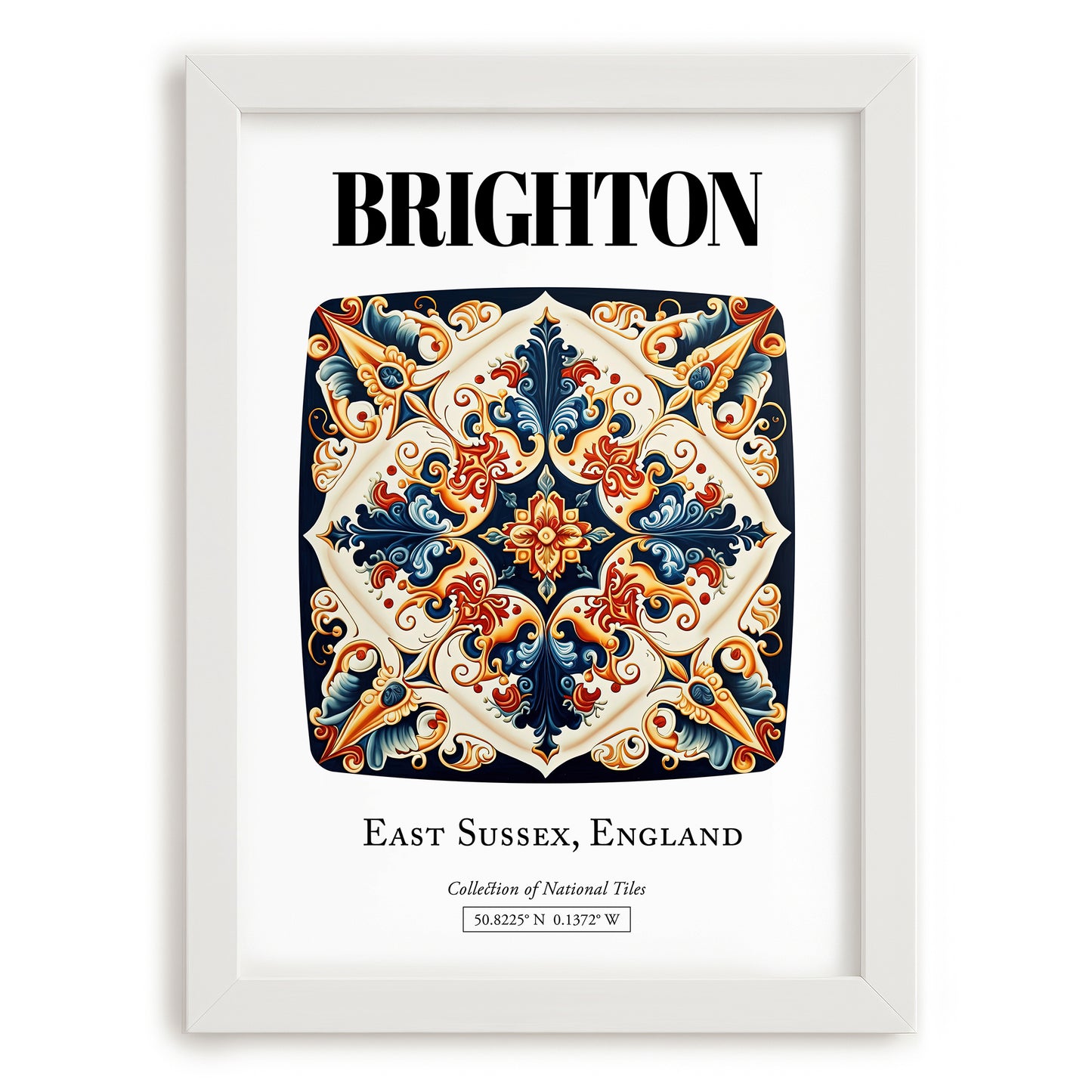 Brighton, England – Travel Wall Art, placed in minimal white frame