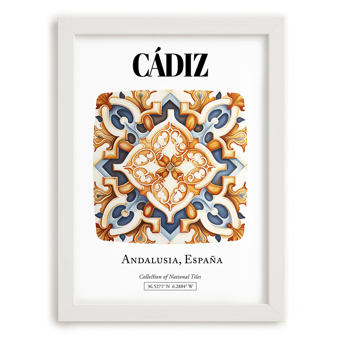 Cádiz, Spain – Travel Poster, placed in minimal white frame
