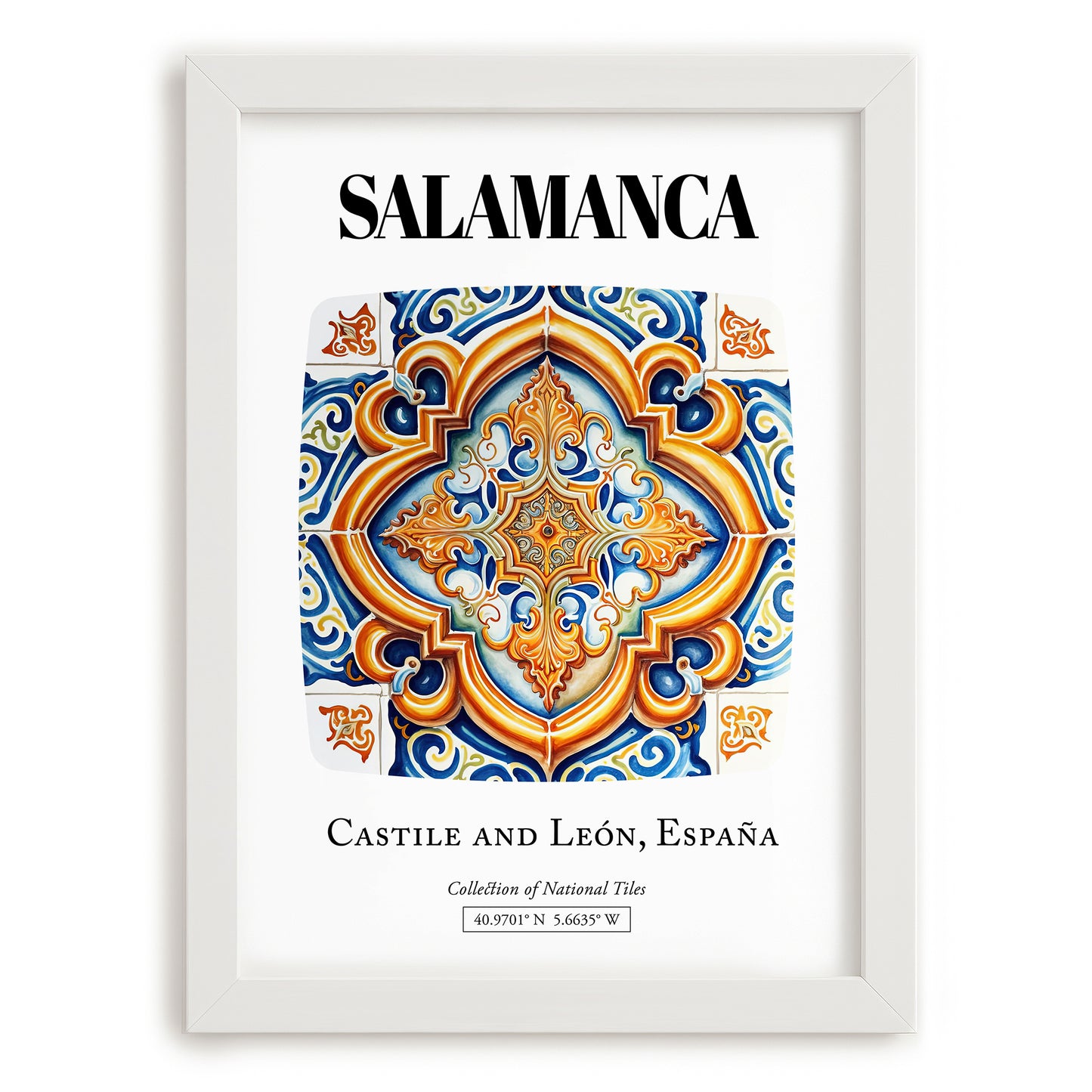 Salamanca, Spain – Travel Wall Decor, placed in minimal white frame