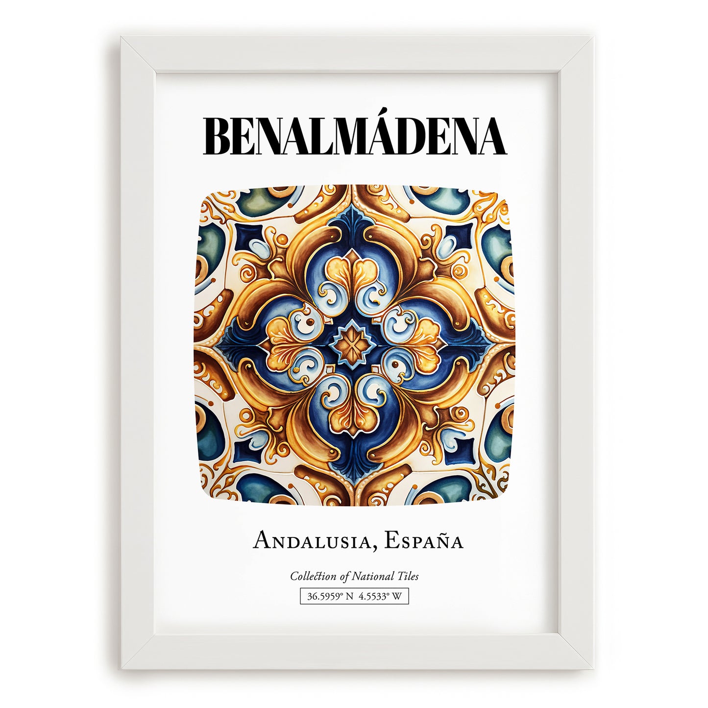 Benalmádena, Spain – National Pride Wall Decor, placed in minimal white frame