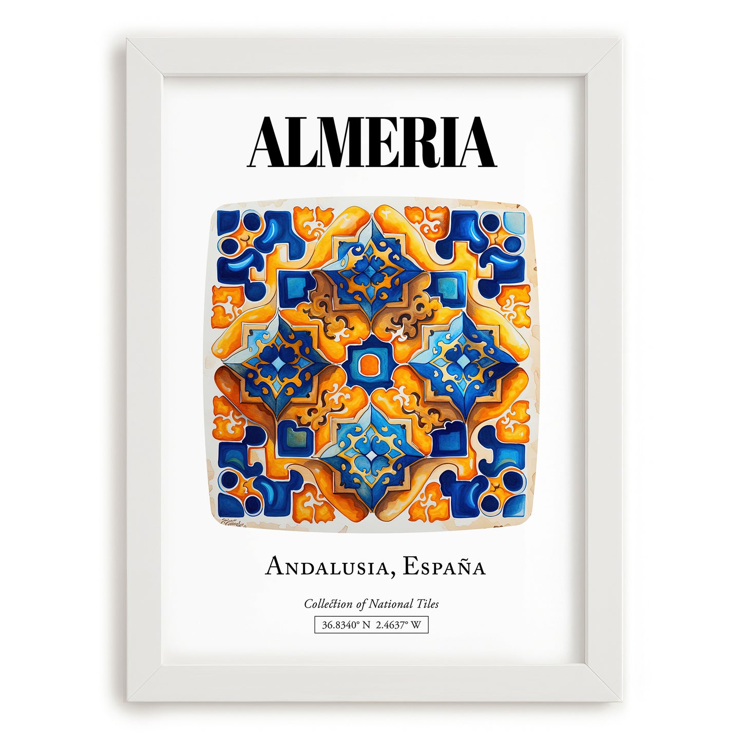 Almeria, Spain – Travel Wall Art, placed in minimal white frame