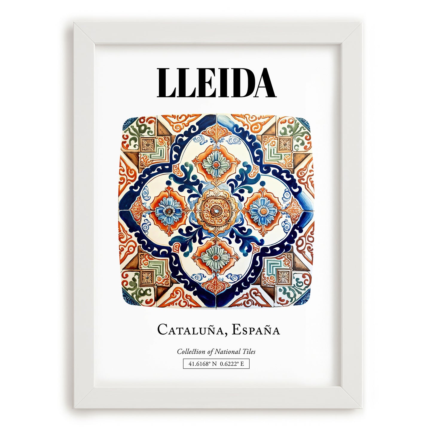 Lleida, Spain – Travel Destination Art, placed in minimal white frame