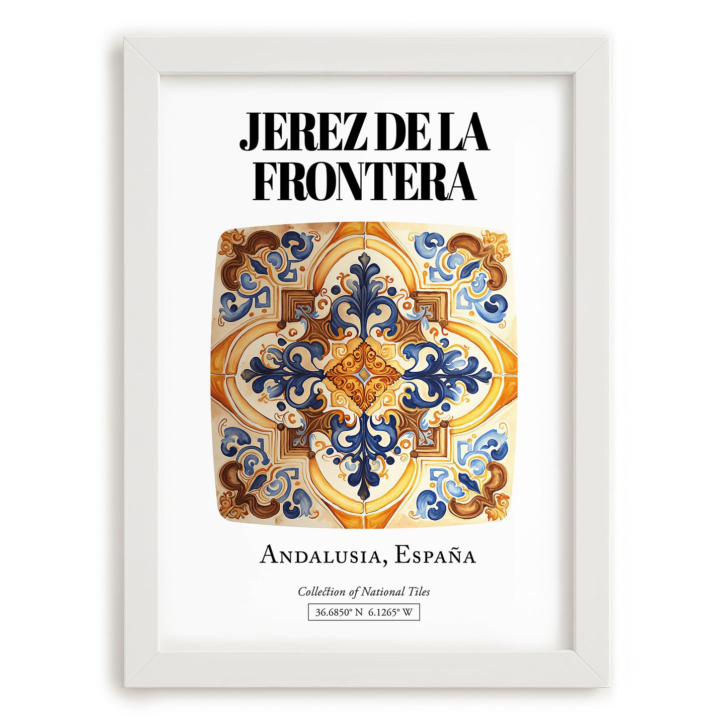 Jerez De La Frontera, Spain – Travel Wall Decor, placed in minimal white frame