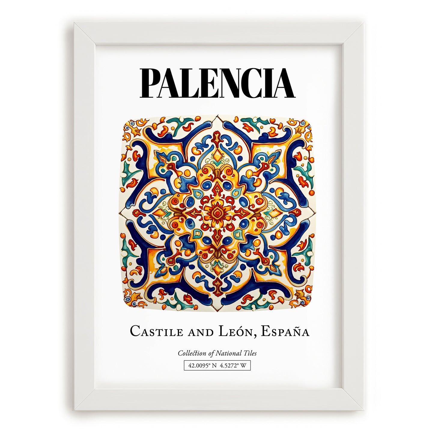 Palencia, Spain – Travel Poster, placed in minimal white frame