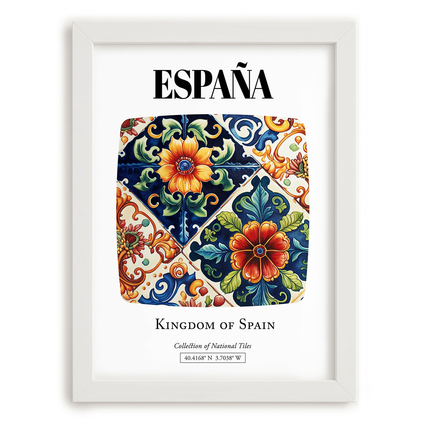 España, Spain – Travel Wall Art, placed in minimal white frame