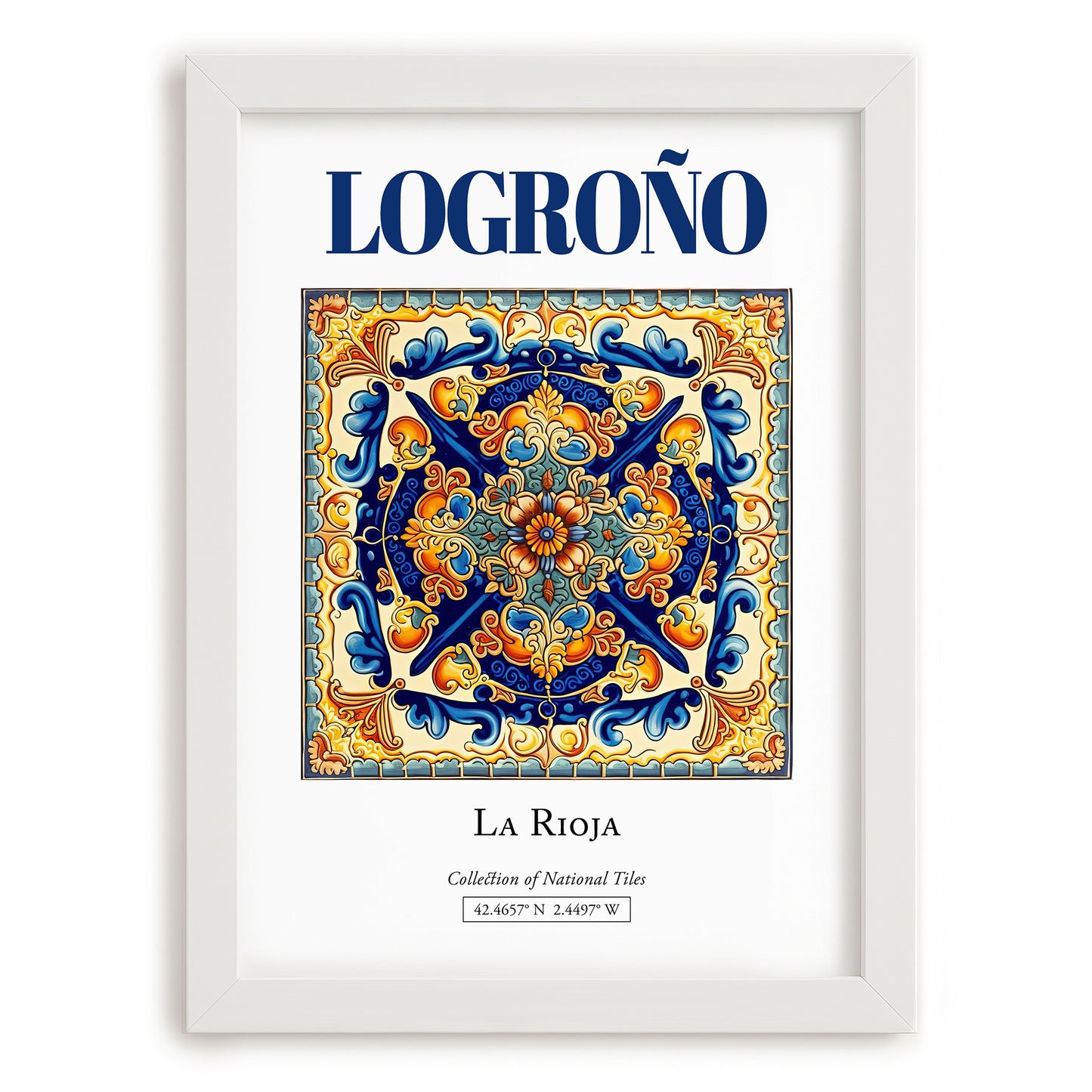 Logroño, Spain – Travel Print, placed in minimal white frame