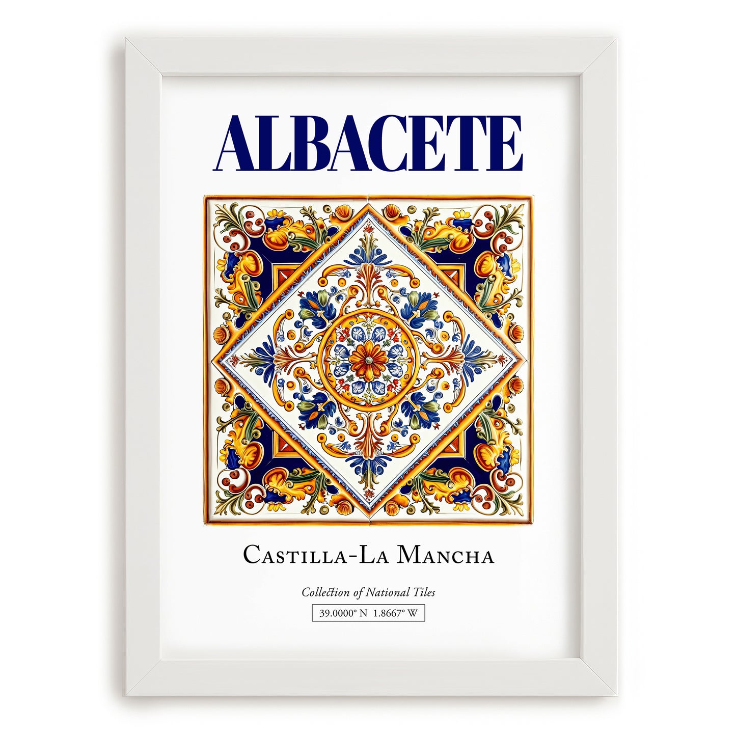 Albacete, Spain – Travel Wall Decor, placed in minimal white frame
