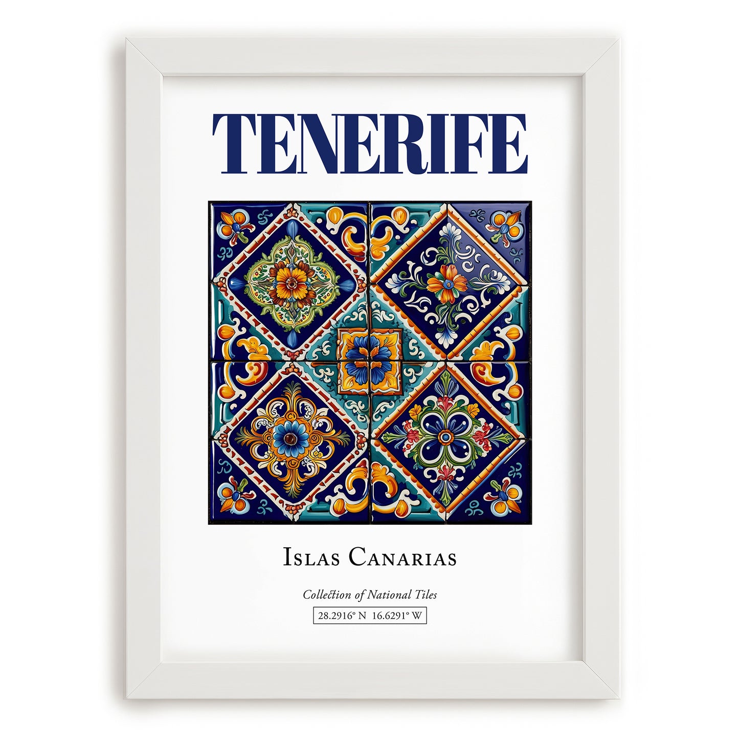 Tenerife, Spain – Travel Print, placed in minimal white frame